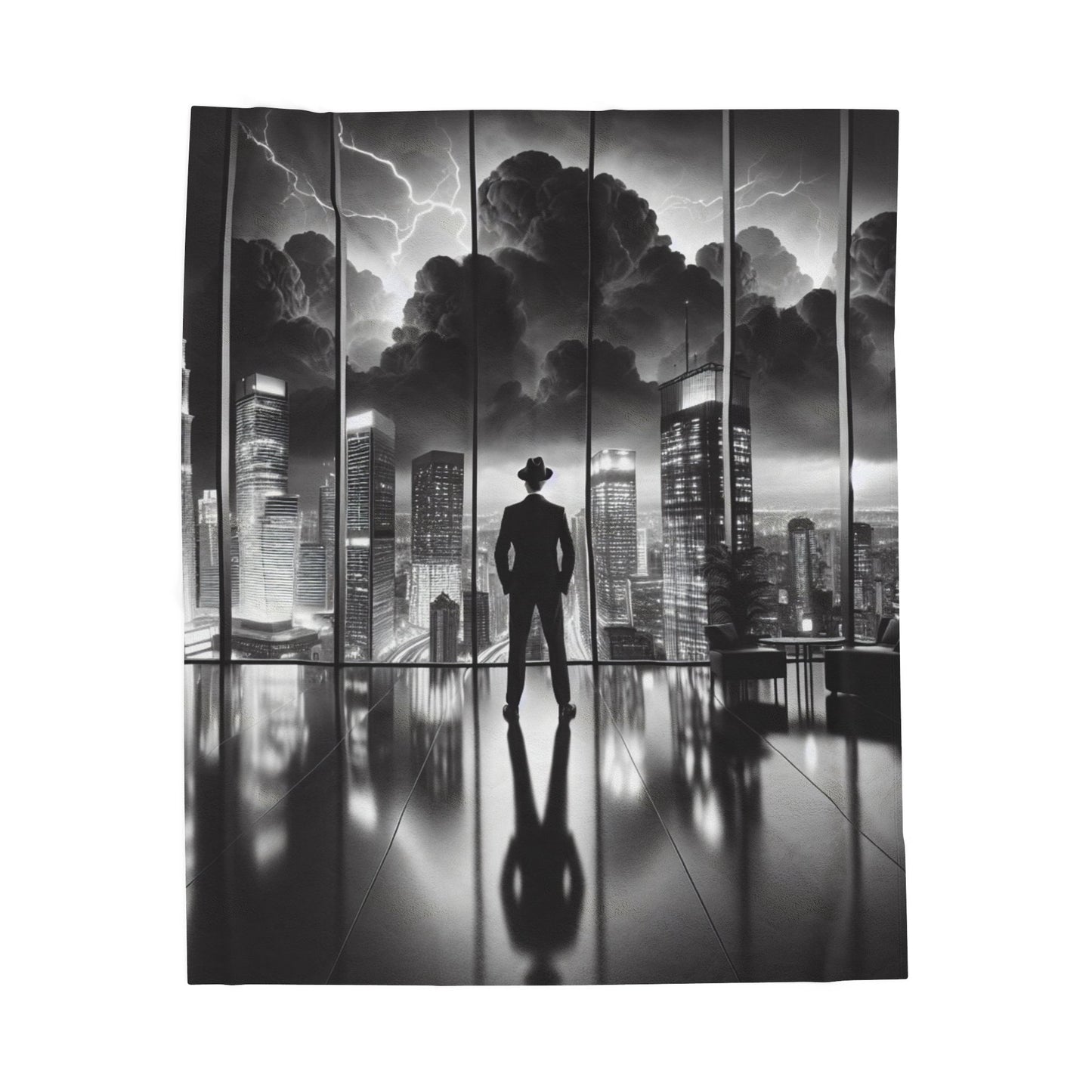 Cityscape Storm Watcher- Plush Blanket