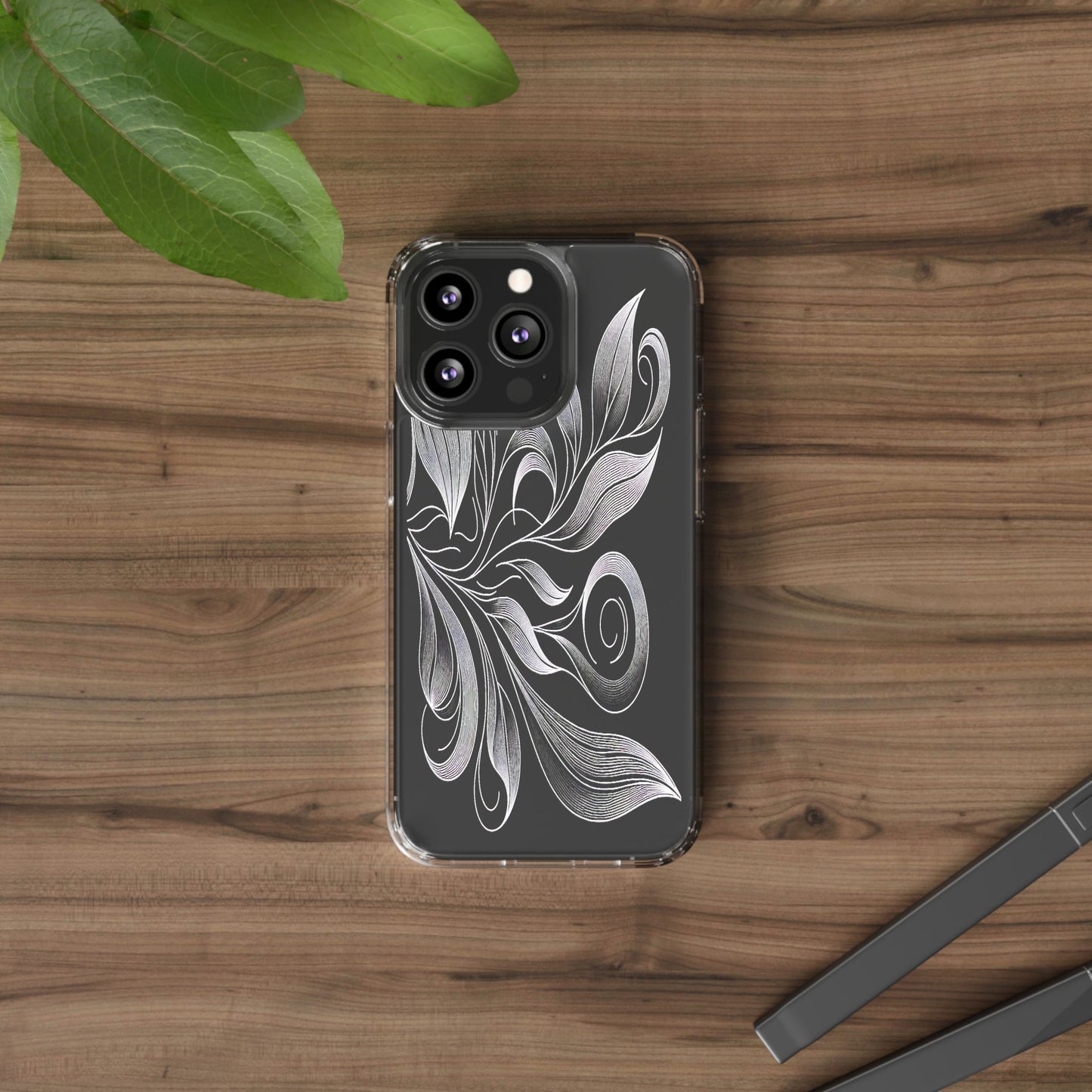 Transparent Nature's Embrace in Linework Iphone Case Compatible With Iphone 16 15 14 - Clear Phone Cover