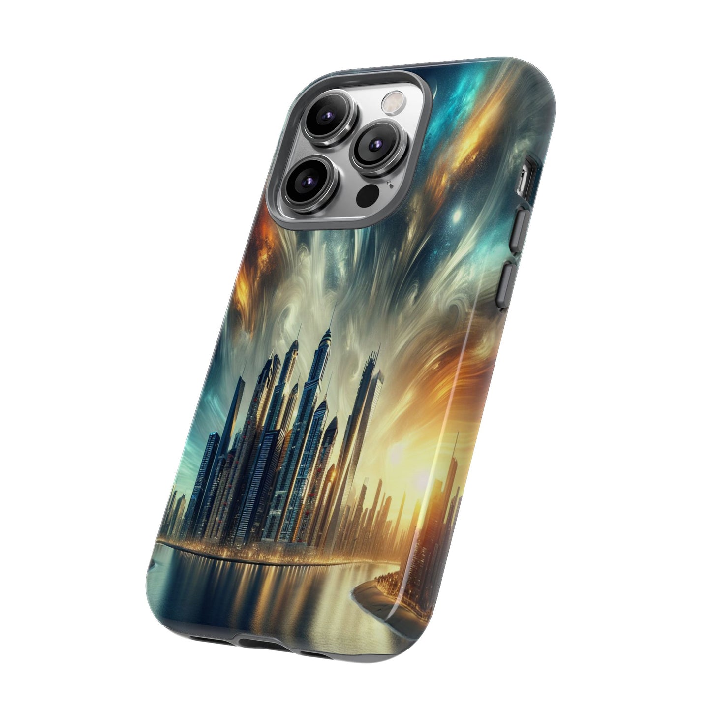 Cityscape under Celestial Tapestry - Phone Case