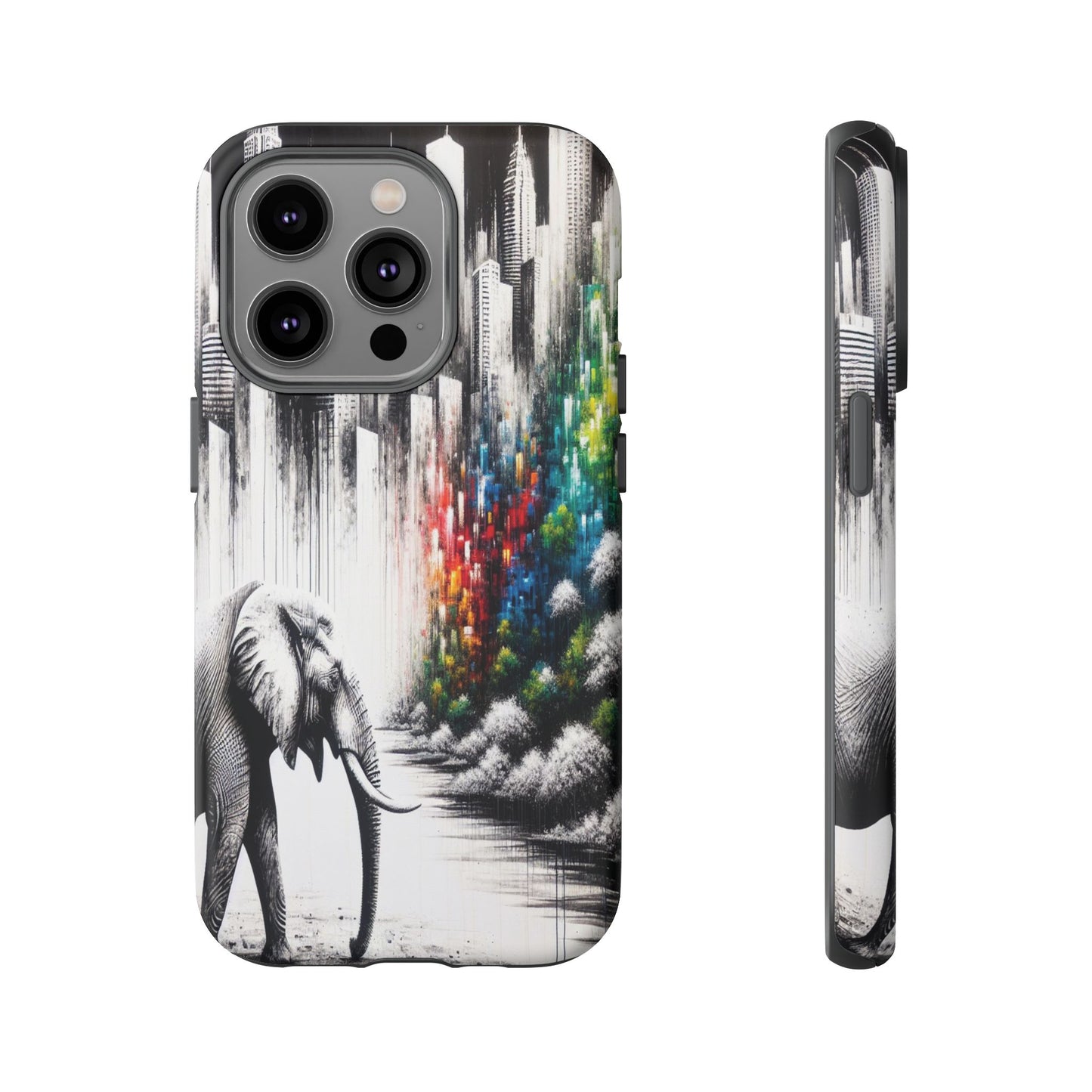 Protective Elephant's Journey Through the Cityscape Iphone Case Compatible With Iphone 16 15 14 - Phone Cover