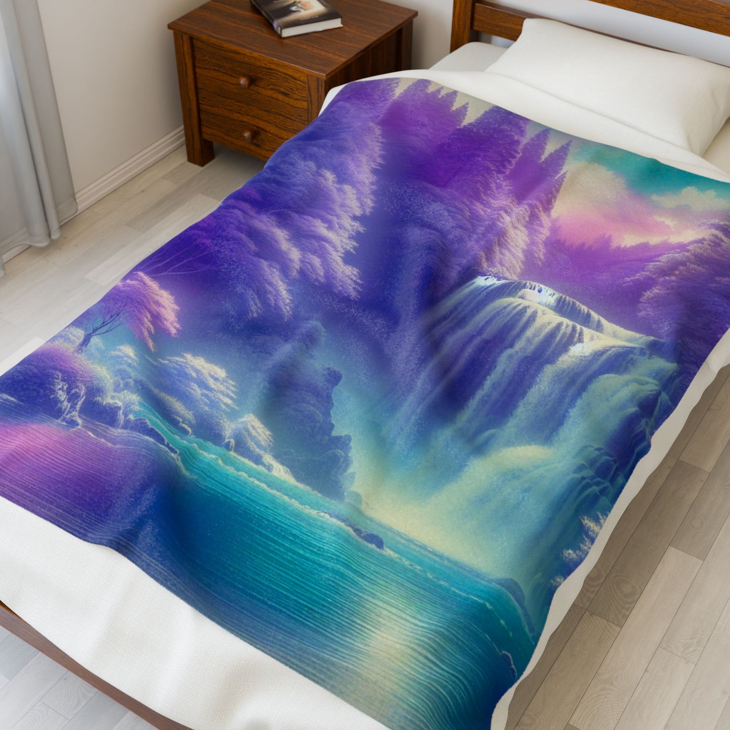 Mystical Waterfall Wonderland - Plush Blanket