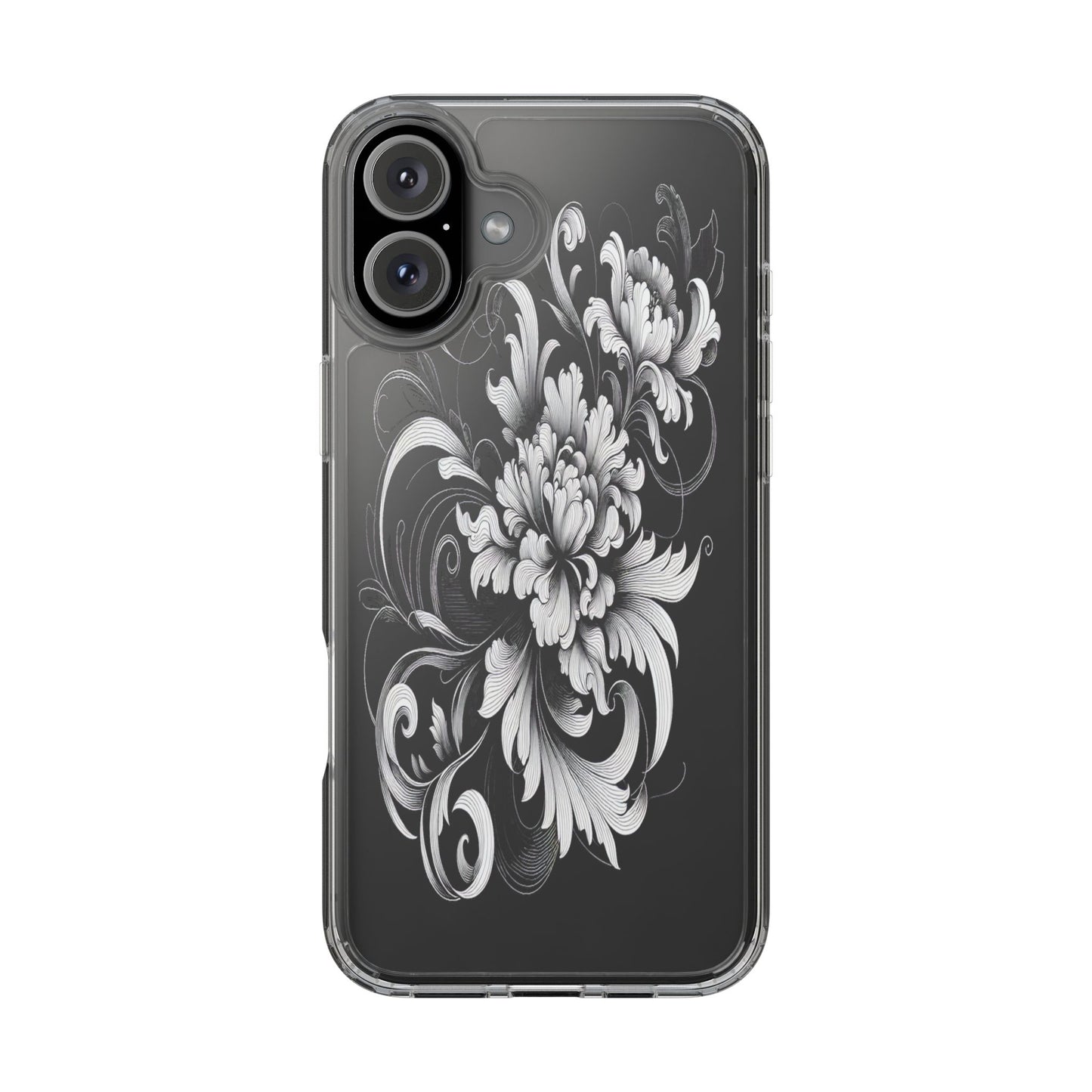 Transparent Intricate Flourish Design Iphone Case Compatible With Iphone 16 15 14 - Clear Phone Cover
