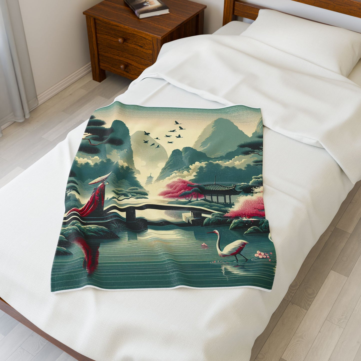 Tranquil Reverence in a Timeless Garden - Plush Blanket