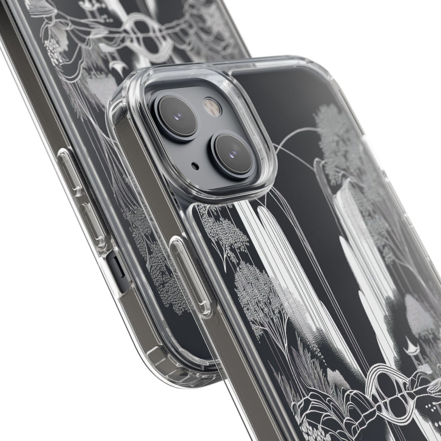 Transparent Waterfall Bridge Scene Iphone Case Compatible With Iphone 16 15 14 - Clear Phone Cover