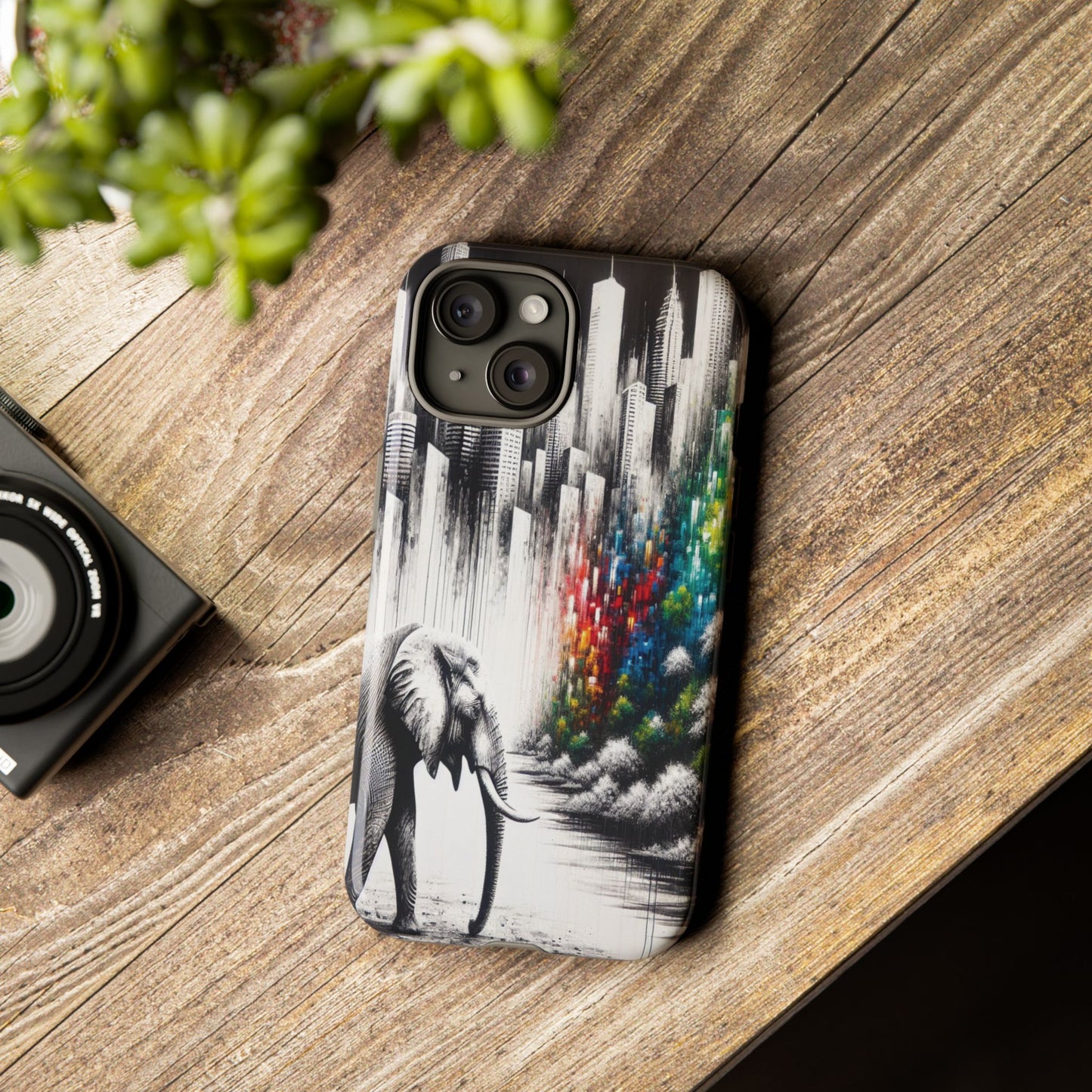 Protective Elephant's Journey Through the Cityscape Iphone Case Compatible With Iphone 16 15 14 - Phone Cover