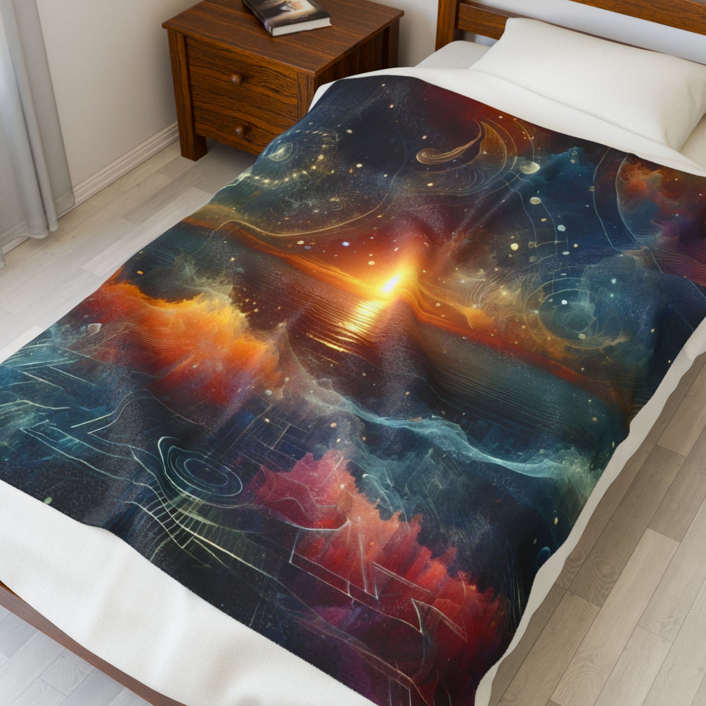 Digital Waves at Dawn - Plush Blanket