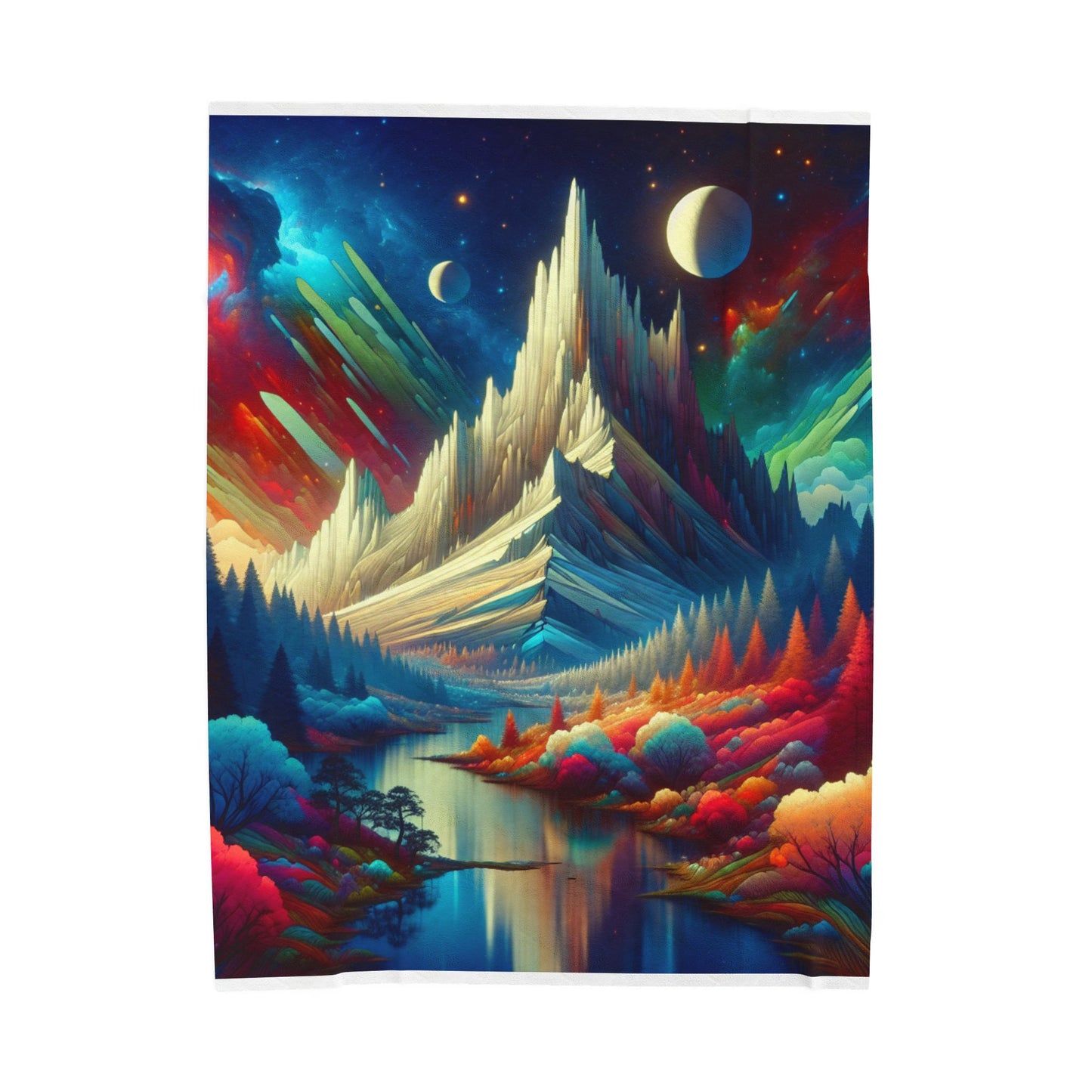 Celestial Peaks in a Colorful Landscape - Plush Blanket