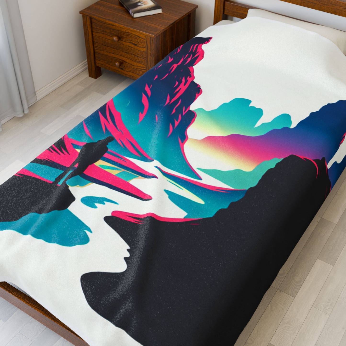 Silent Wanderer Among Peaks - Plush Blanket