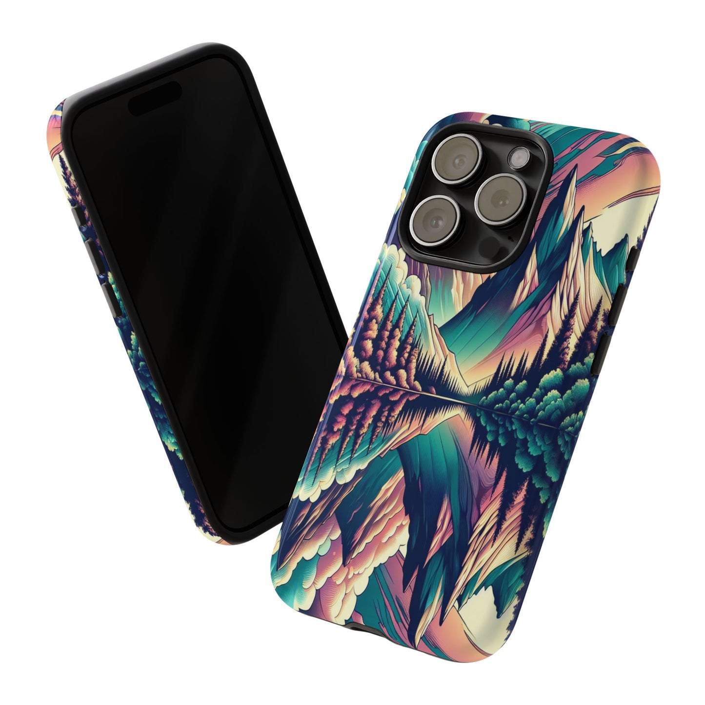 Tranquil Peaks and Reflected Skies - Phone Case