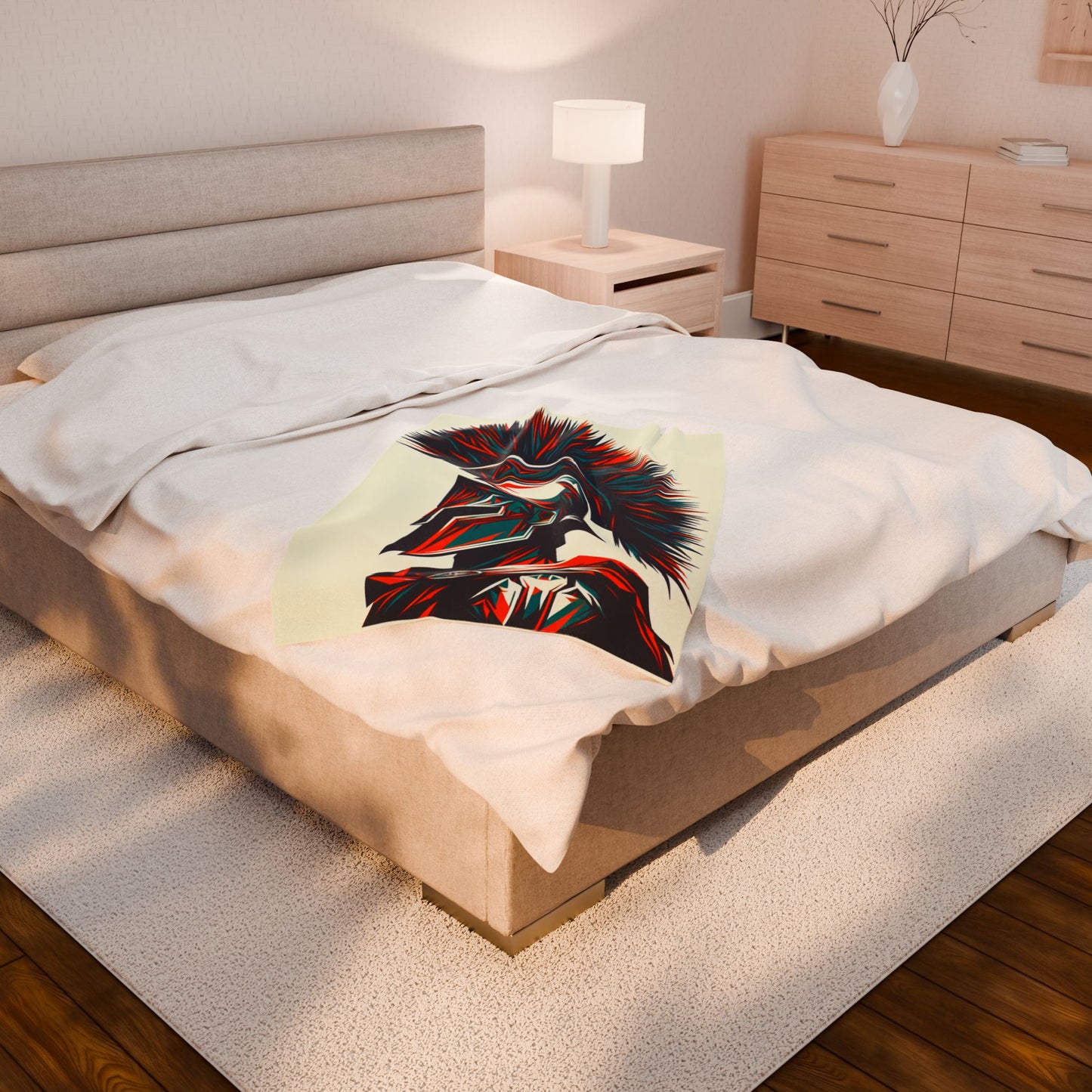 Geometric Spartan Warrior- Plush Blanket