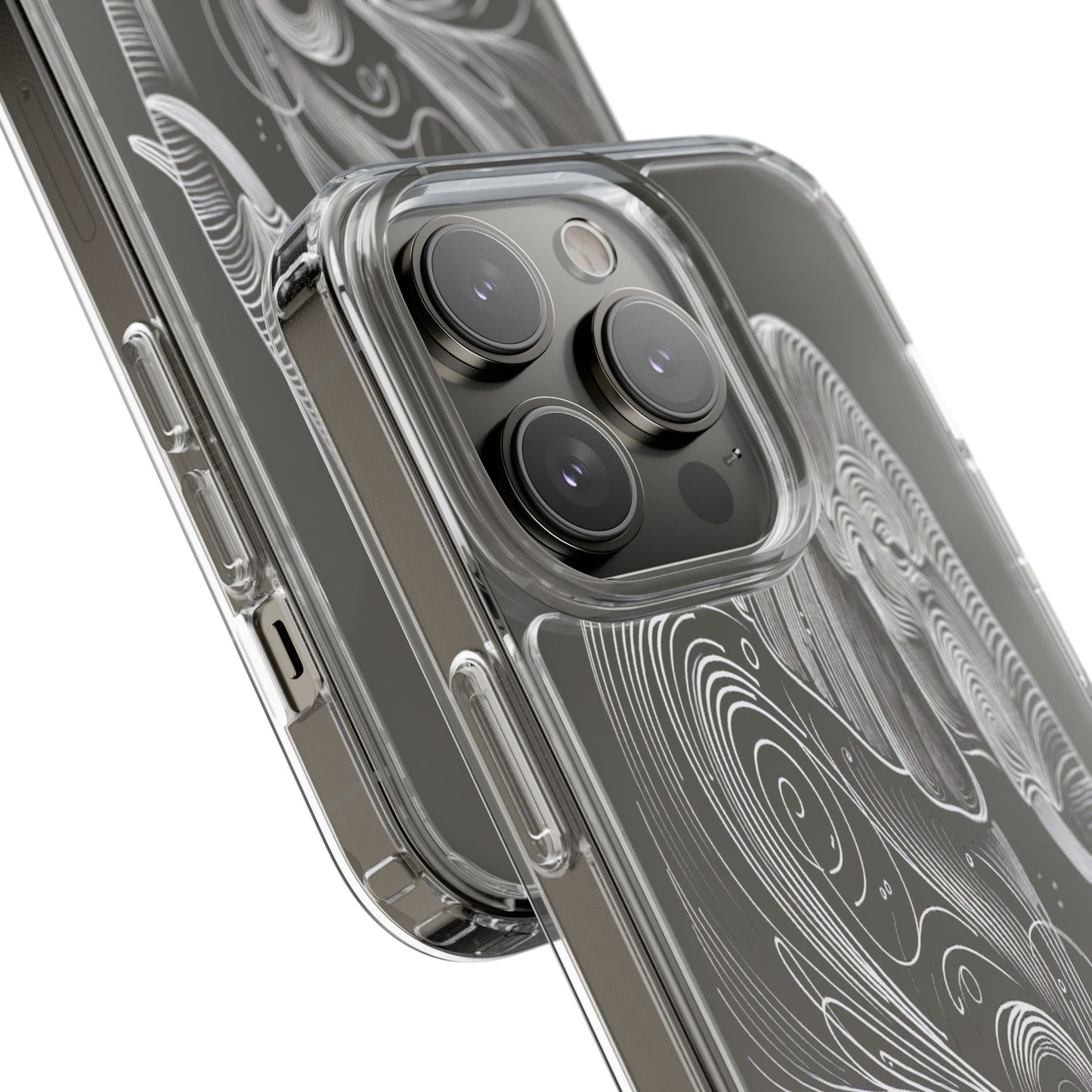 Transparent Elephant in Flowing Lines Iphone Case Compatible With Iphone 16 15 14 - Clear Phone Cover