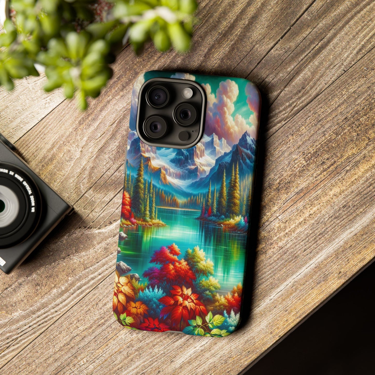 Colorful Mountain Lake Scene - Phone Case
