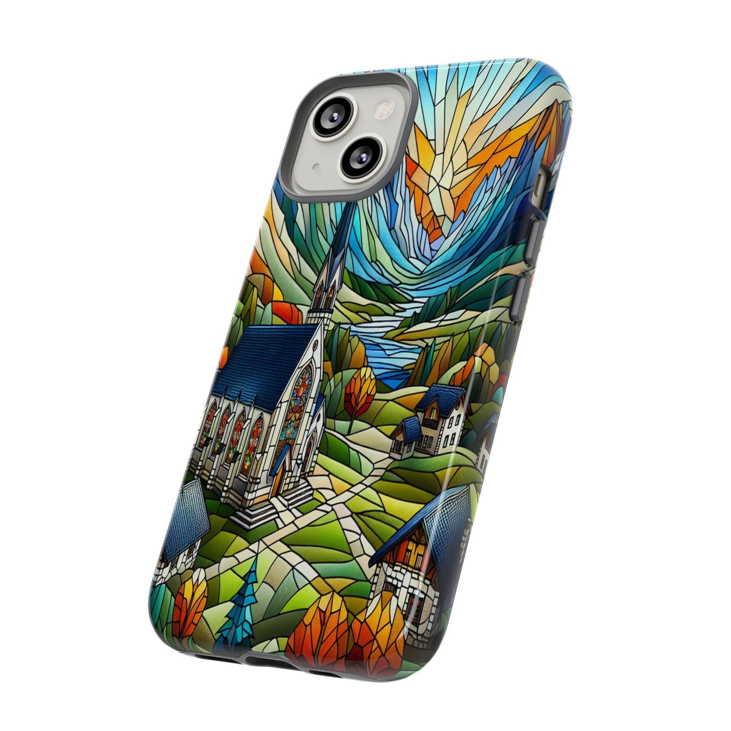 Stained Glass Countryside Scene - Phone Case