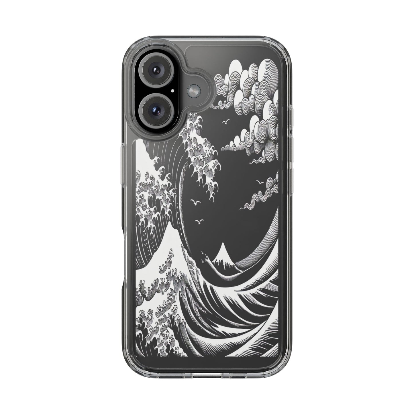 Transparent Waves and Mountains Iphone Case Compatible With Iphone 16 15 14 - Clear Phone Cover