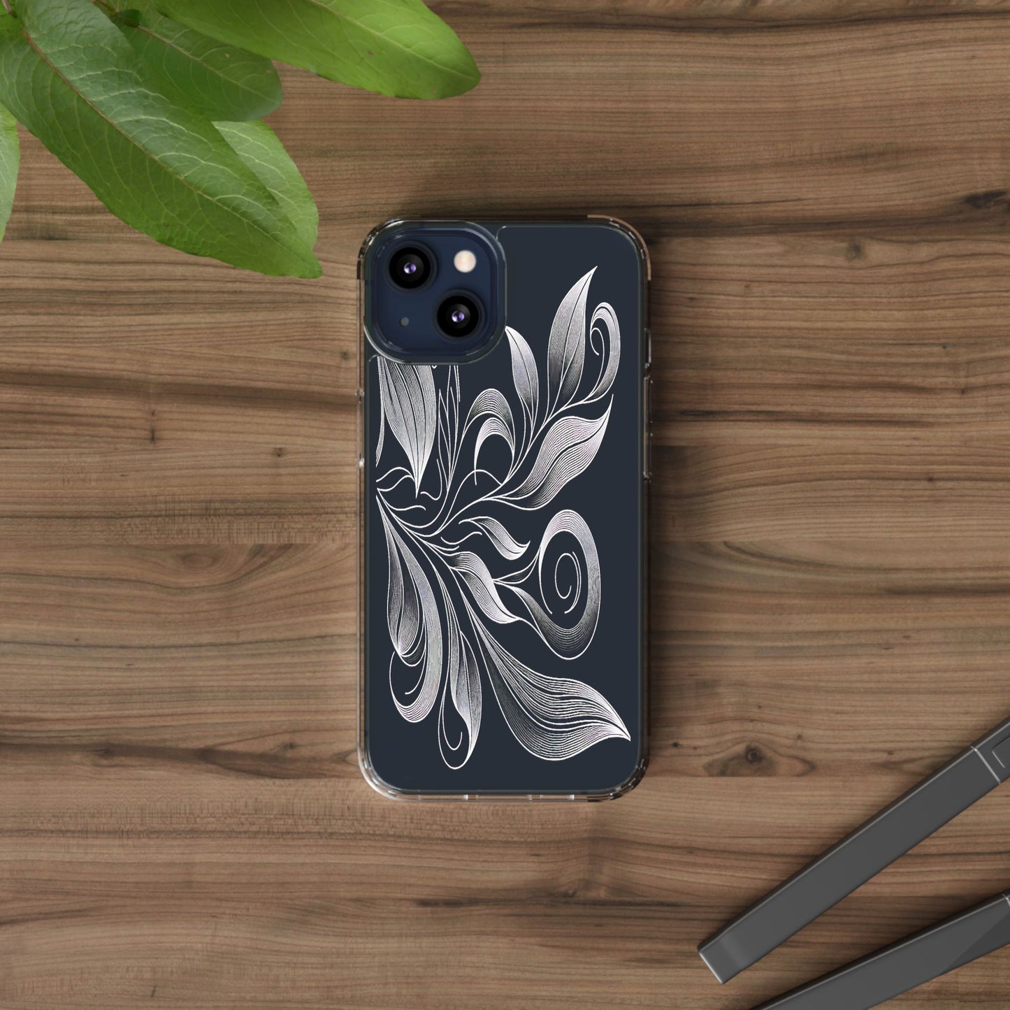 Transparent Nature's Embrace in Linework Iphone Case Compatible With Iphone 16 15 14 - Clear Phone Cover