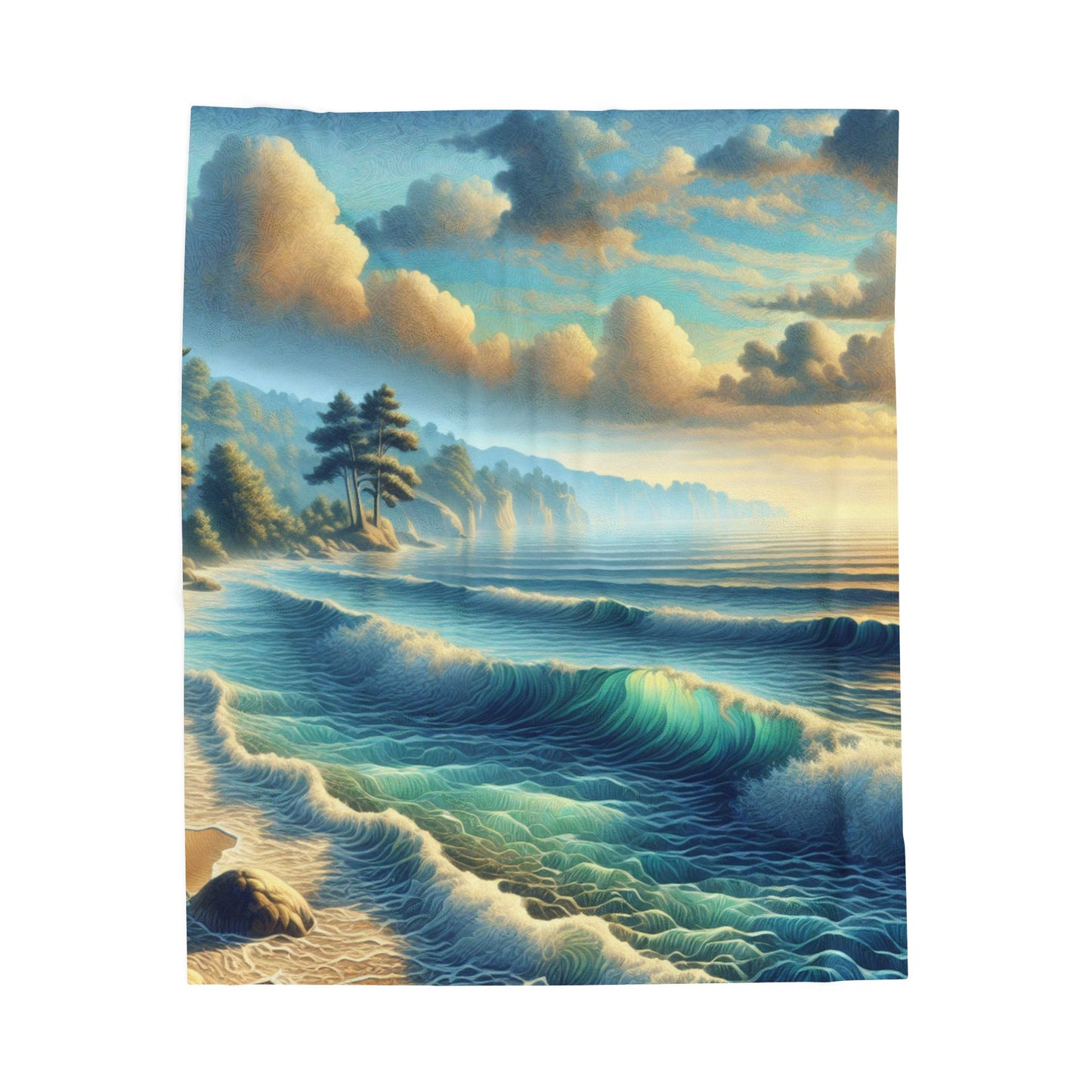 Seascape Whispers at Dawn- Plush Blanket