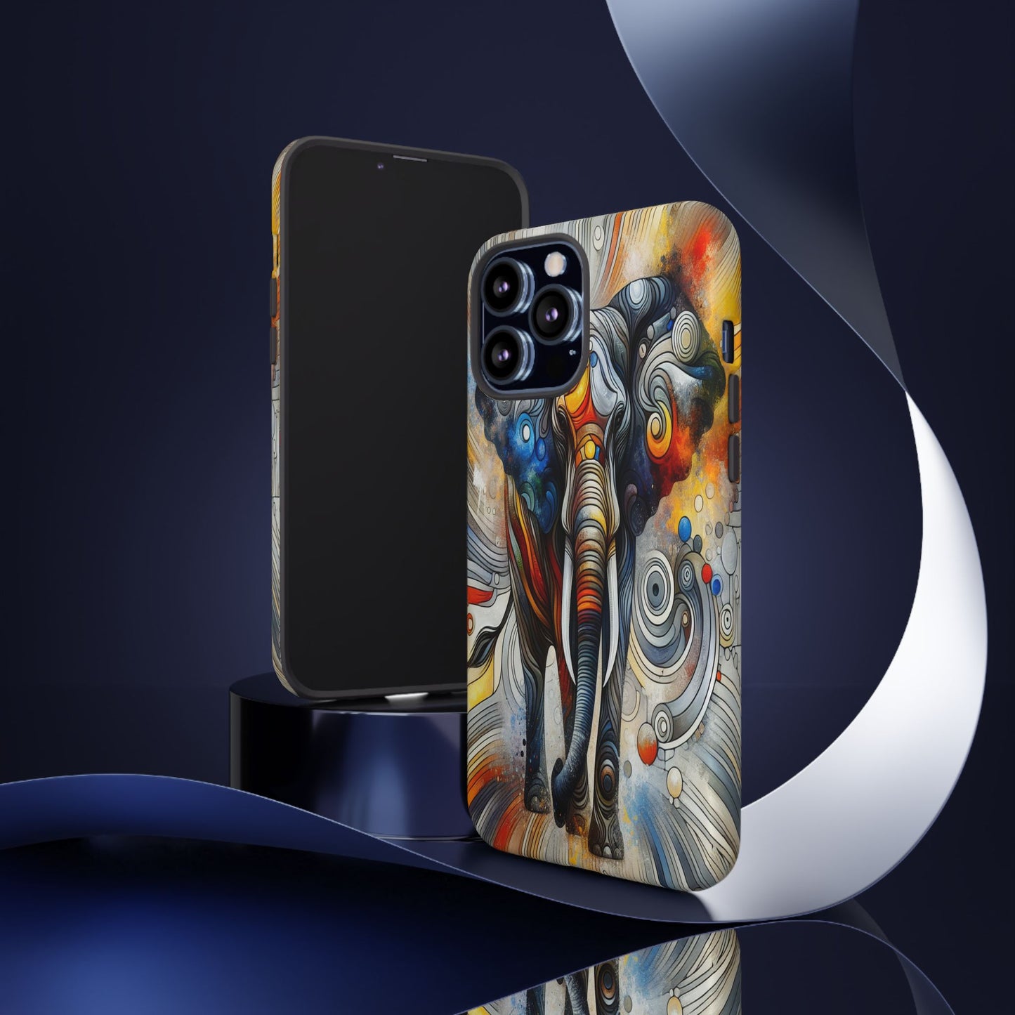Protective Elephant in Swirling Colors Iphone Case Compatible With Iphone 16 15 14 - Phone Cover