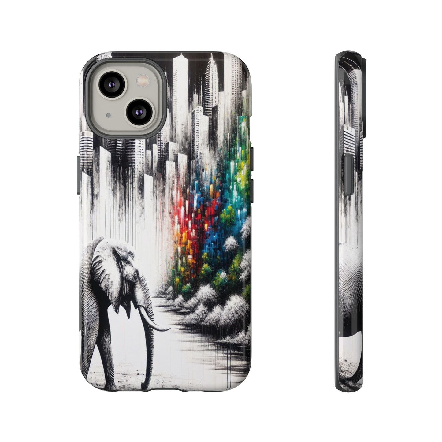 Protective Elephant's Journey Through the Cityscape Iphone Case Compatible With Iphone 16 15 14 - Phone Cover