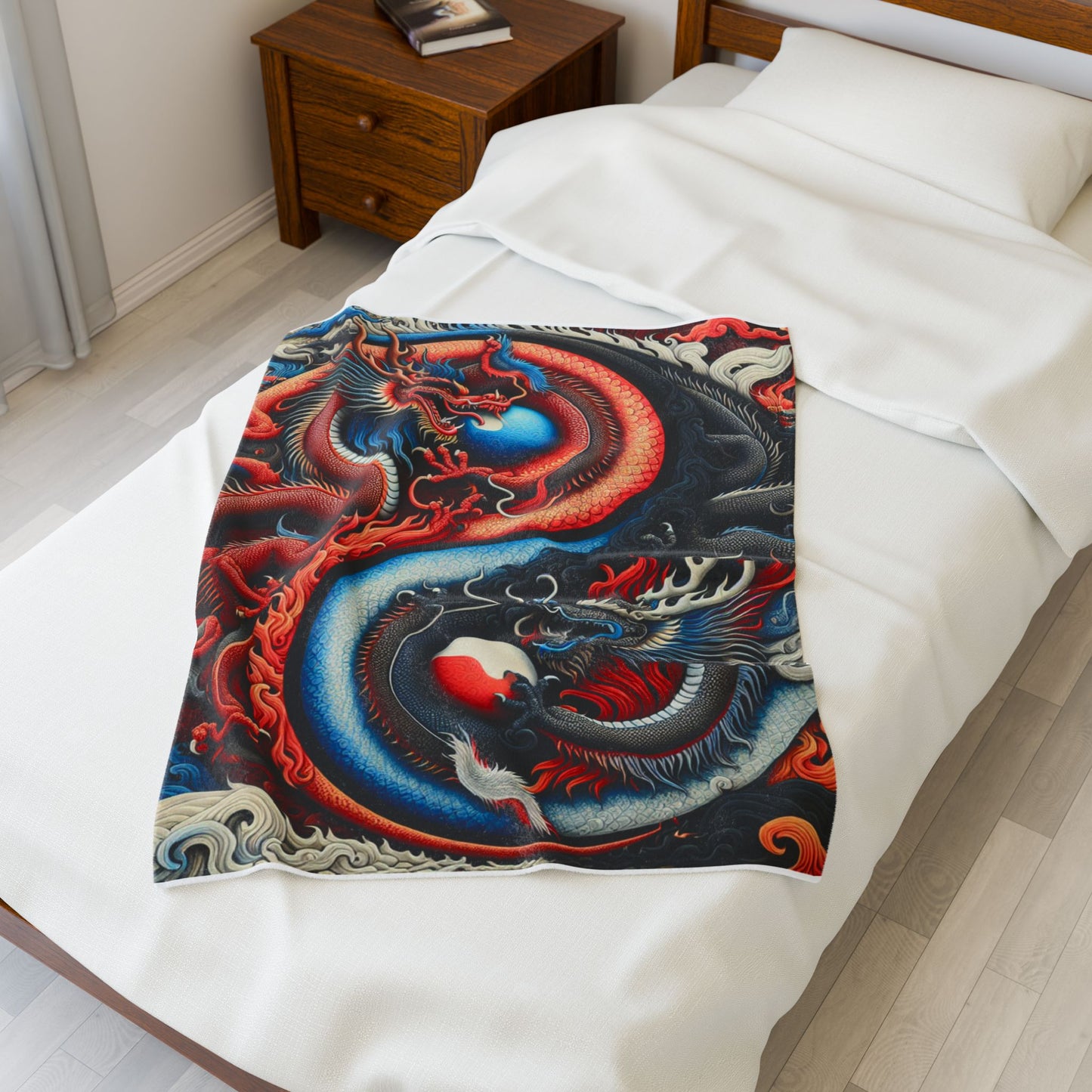 Yin Yang Dragons Balance - Plush Blanket