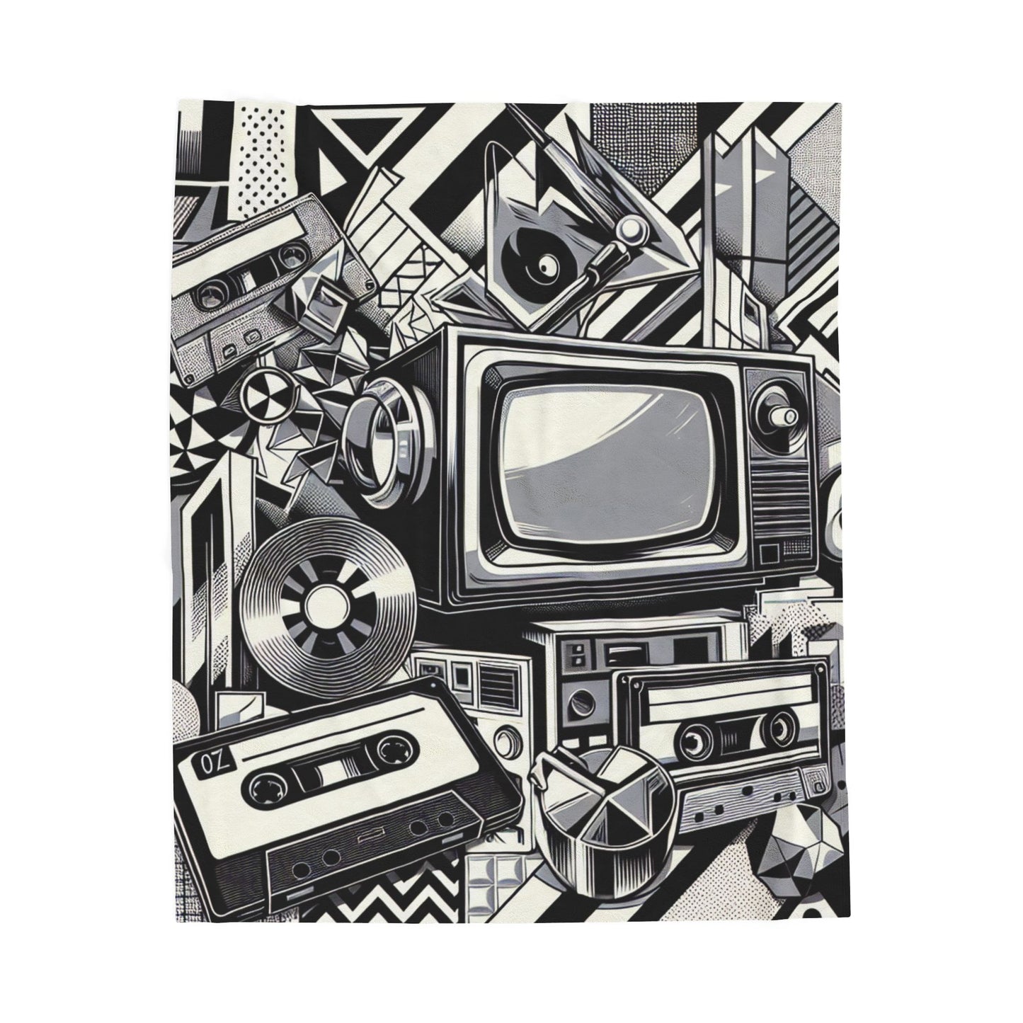 Retro Echoes: A Graphic Convergence - Plush Blanket