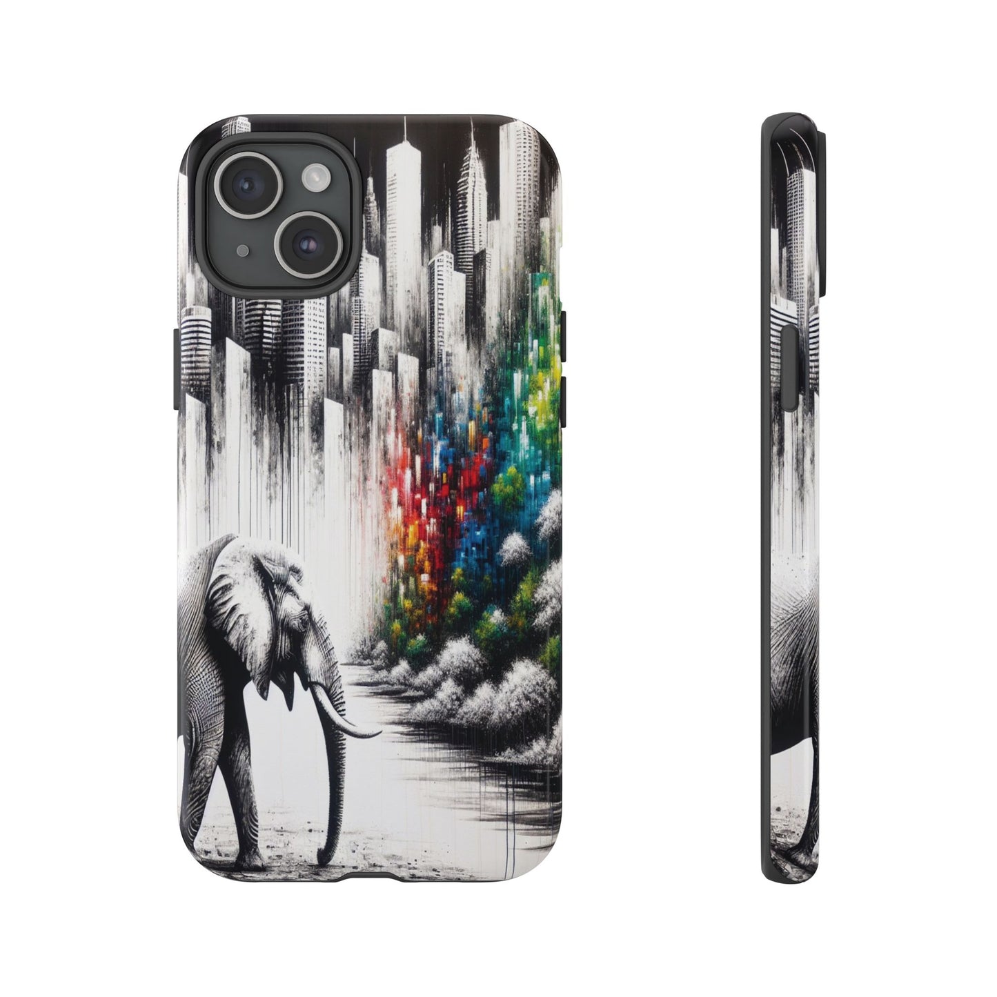 Protective Elephant's Journey Through the Cityscape Iphone Case Compatible With Iphone 16 15 14 - Phone Cover