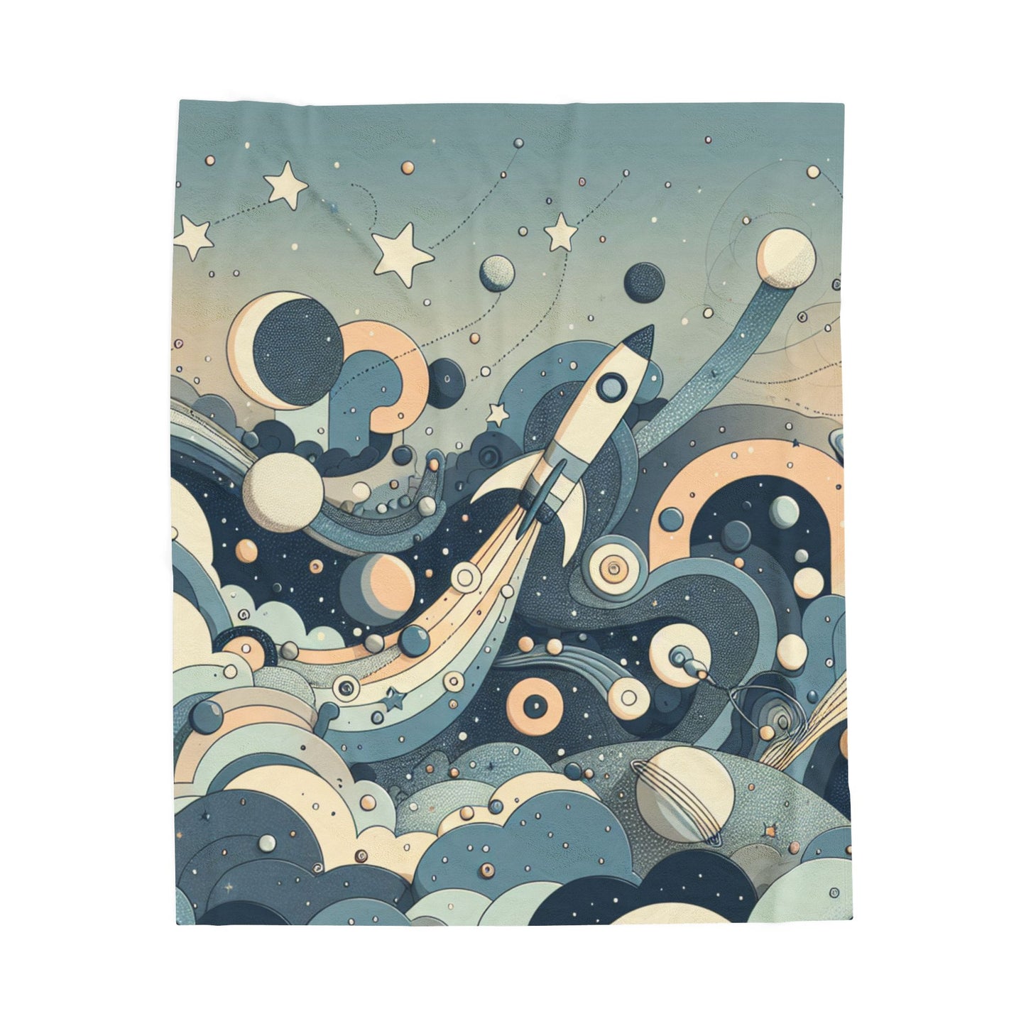 Rocket's Voyage Through Cosmic Seas - Plush Blanket