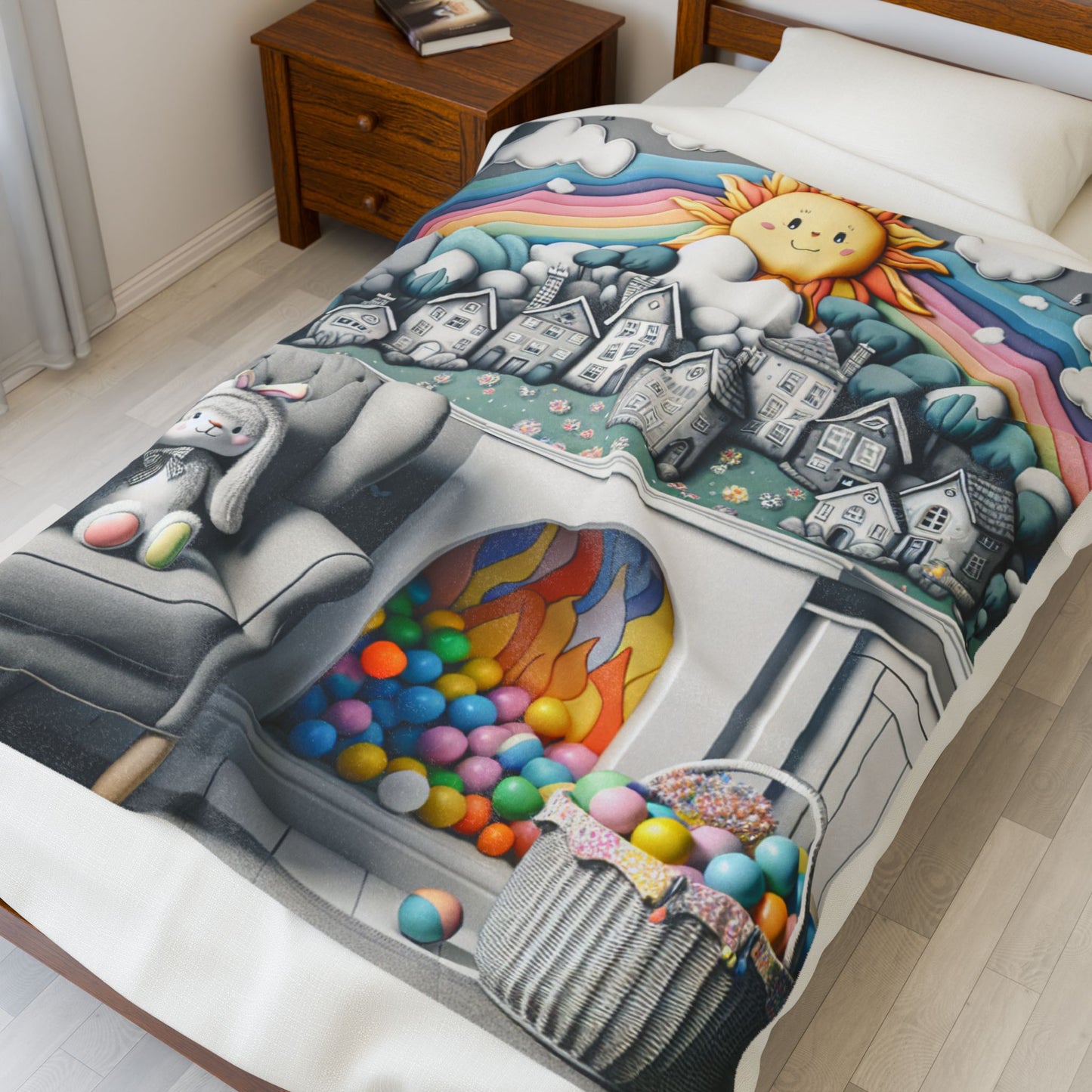 Imaginative Sunrise in a Child's Room - Plush Blanket