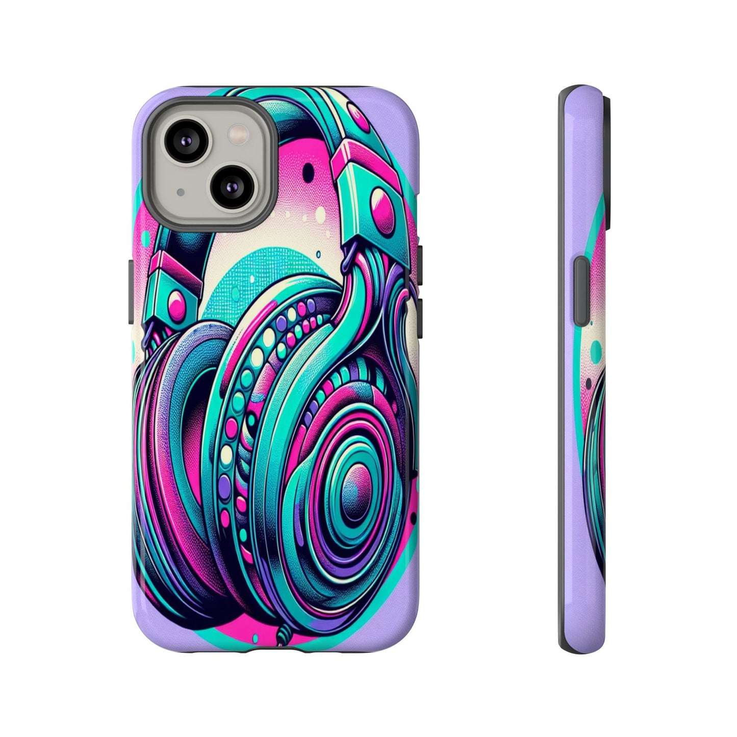 Custom ProtectiveHeadphone Vibes in Electric ColorsIphone Case Compatible With Iphone 16 15 14 - Phone Cover
