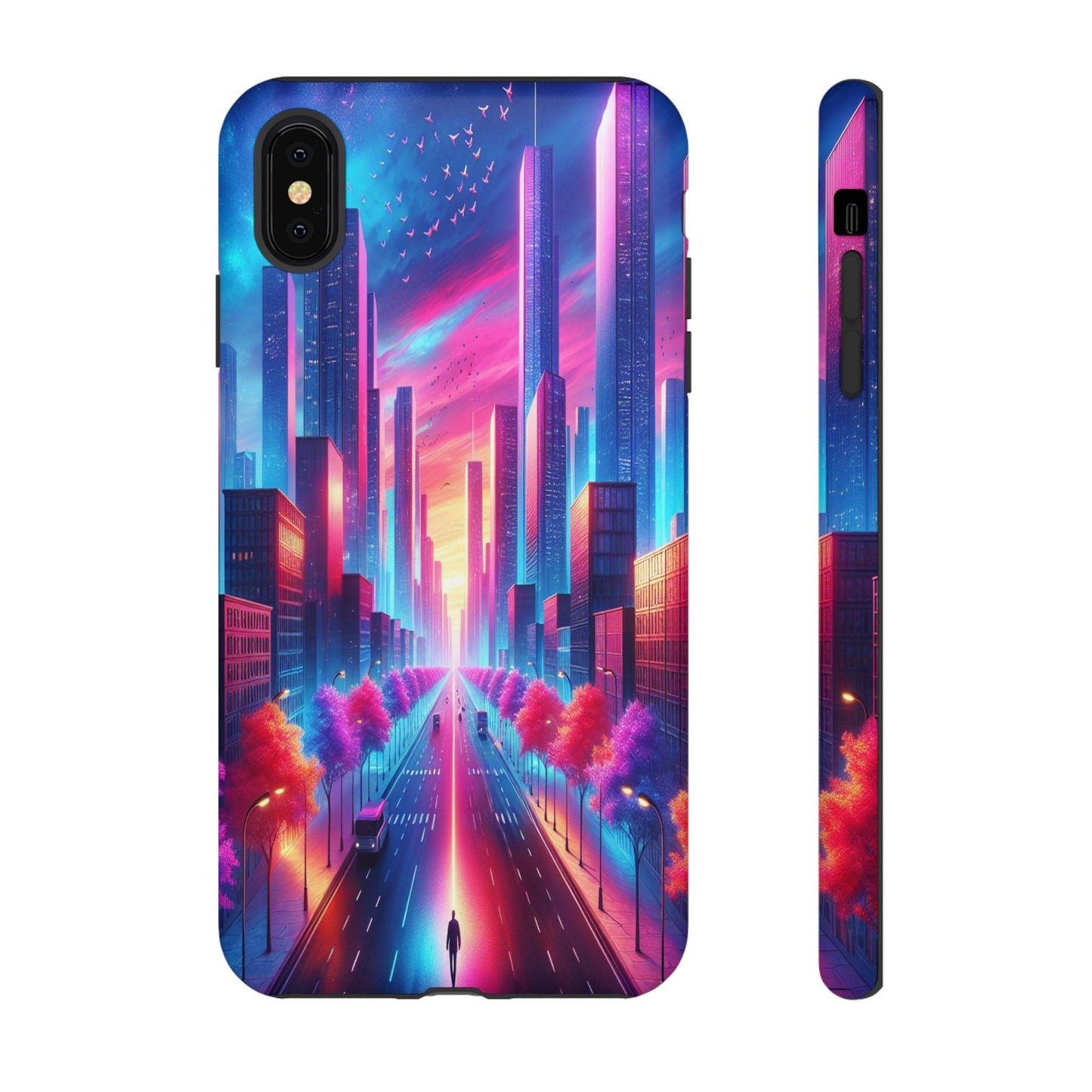 Protective Wanderer in a Luminous Cityscape Iphone Case Compatible With Iphone 16 15 14 - Phone Cover
