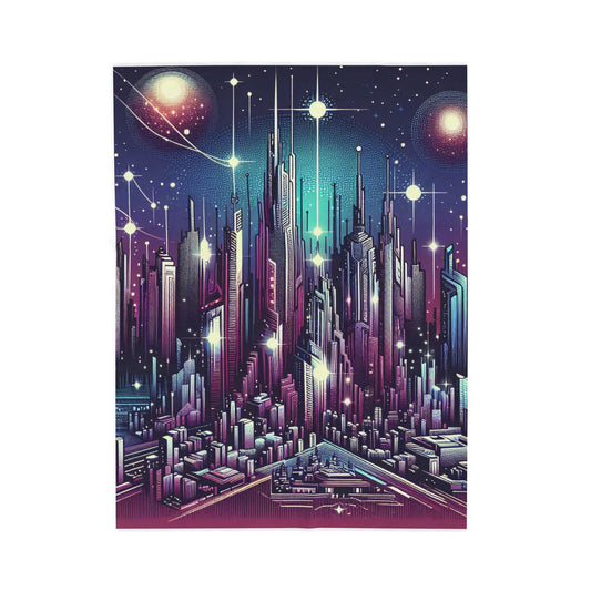 Stellar Metropolis Dreamscape - Plush Blanket