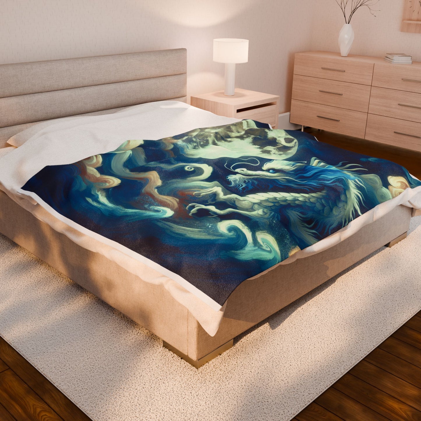 Lunar Dragon Serenity - Plush Blanket