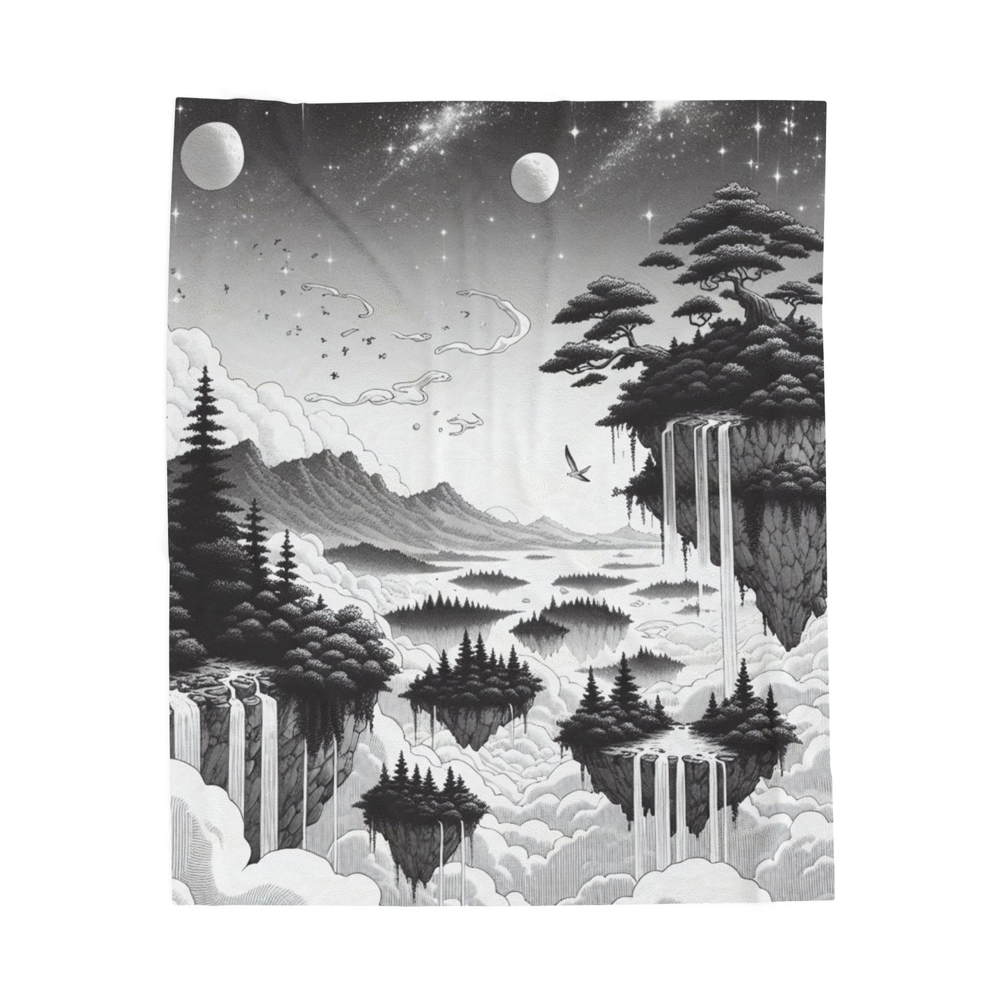 Floating Islands in the Clouds - Plush Blanket