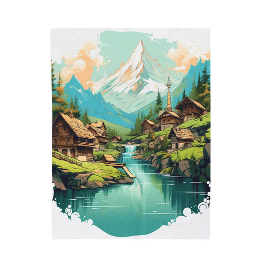Mountain Village Serenity- Plush Blanket