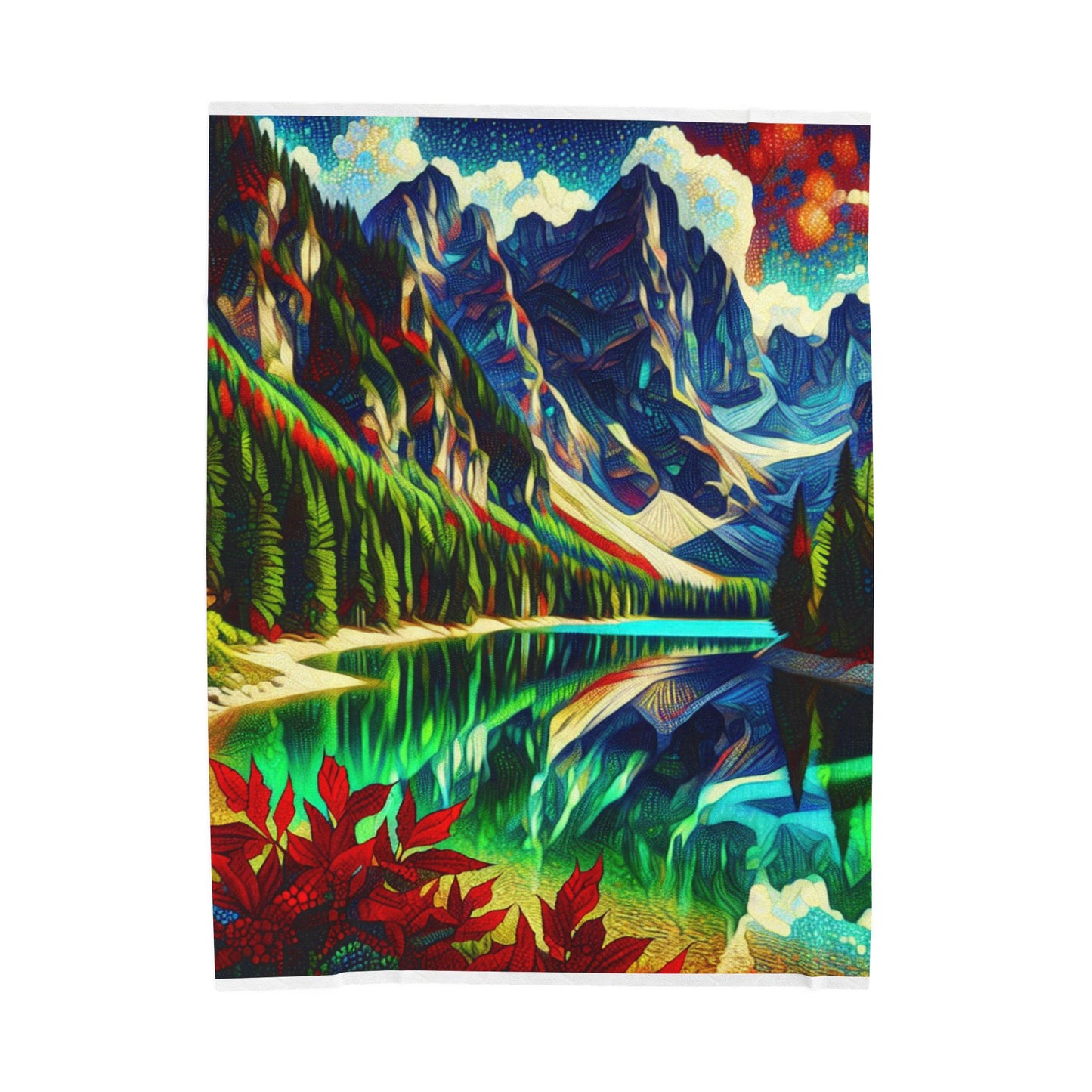 Mountain Reflections in a Kaleidoscope of Shades - Plush Blanket