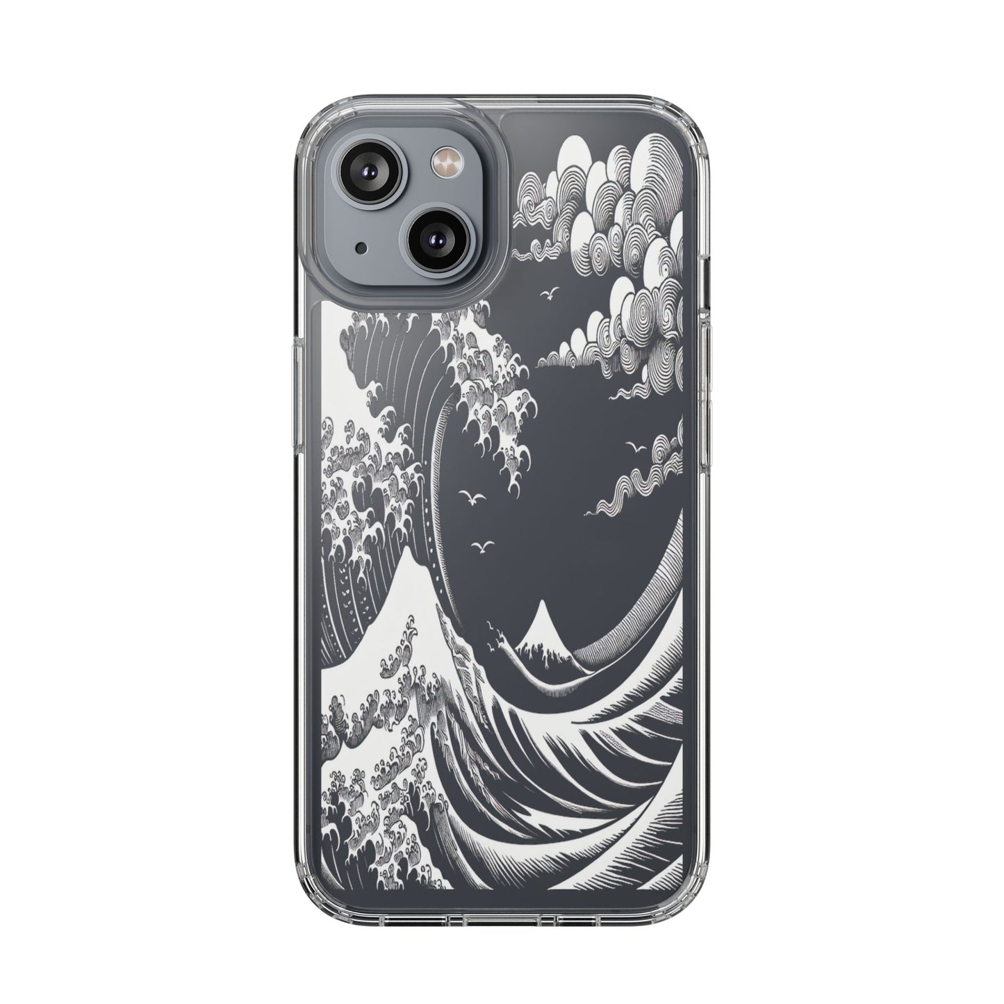 Transparent Waves and Mountains Iphone Case Compatible With Iphone 16 15 14 - Clear Phone Cover