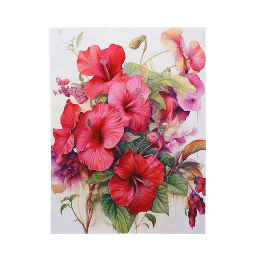 Vibrant Hibiscus Bloom Harmony- Plush Blanket