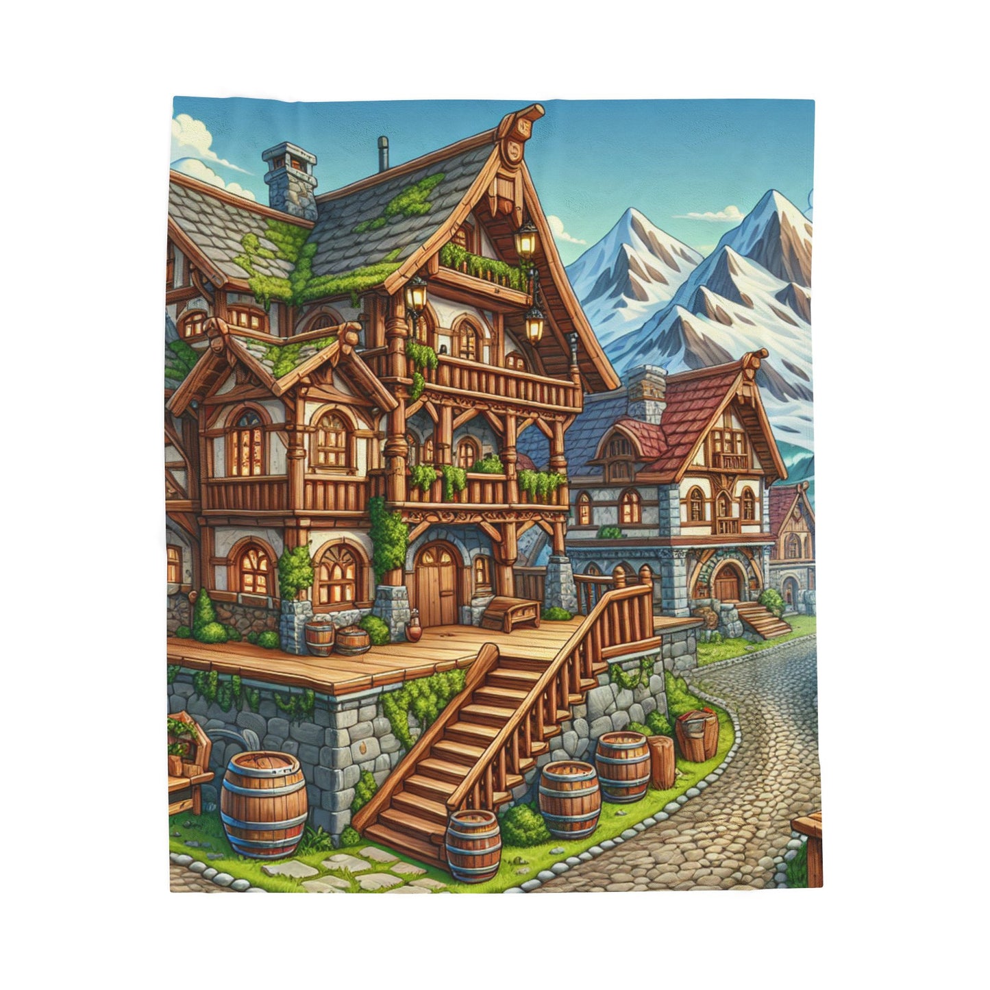 Alpine Hamlet Charm- Plush Blanket