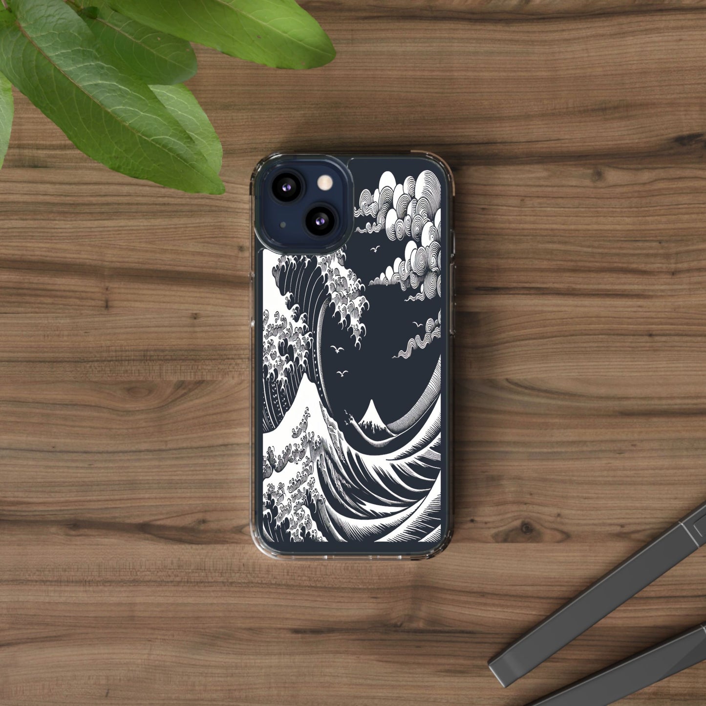 Transparent Waves and Mountains Iphone Case Compatible With Iphone 16 15 14 - Clear Phone Cover