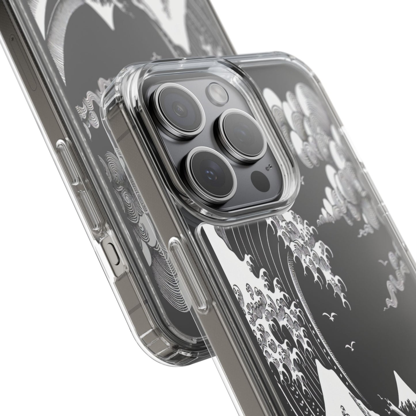 Transparent Waves and Mountains Iphone Case Compatible With Iphone 16 15 14 - Clear Phone Cover