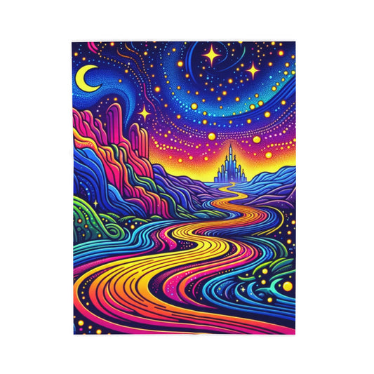 Cosmic Expedition in the Neon Wilderness - Plush Blanket