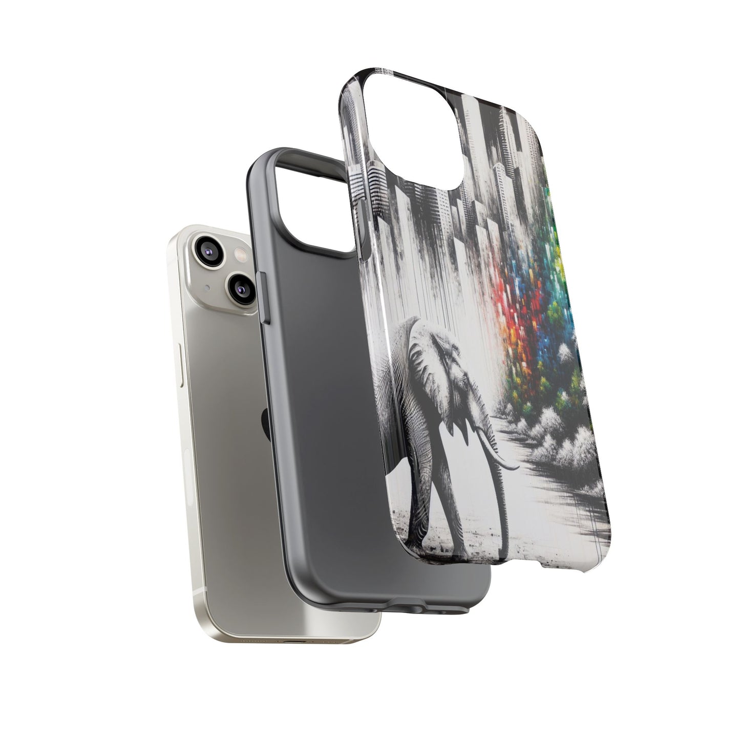 Protective Elephant's Journey Through the Cityscape Iphone Case Compatible With Iphone 16 15 14 - Phone Cover