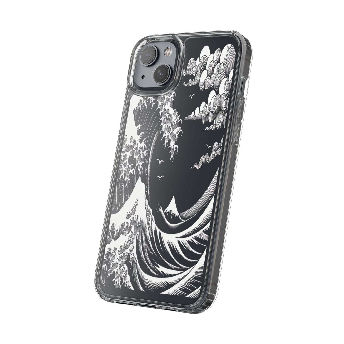 Transparent Waves and Mountains Iphone Case Compatible With Iphone 16 15 14 - Clear Phone Cover