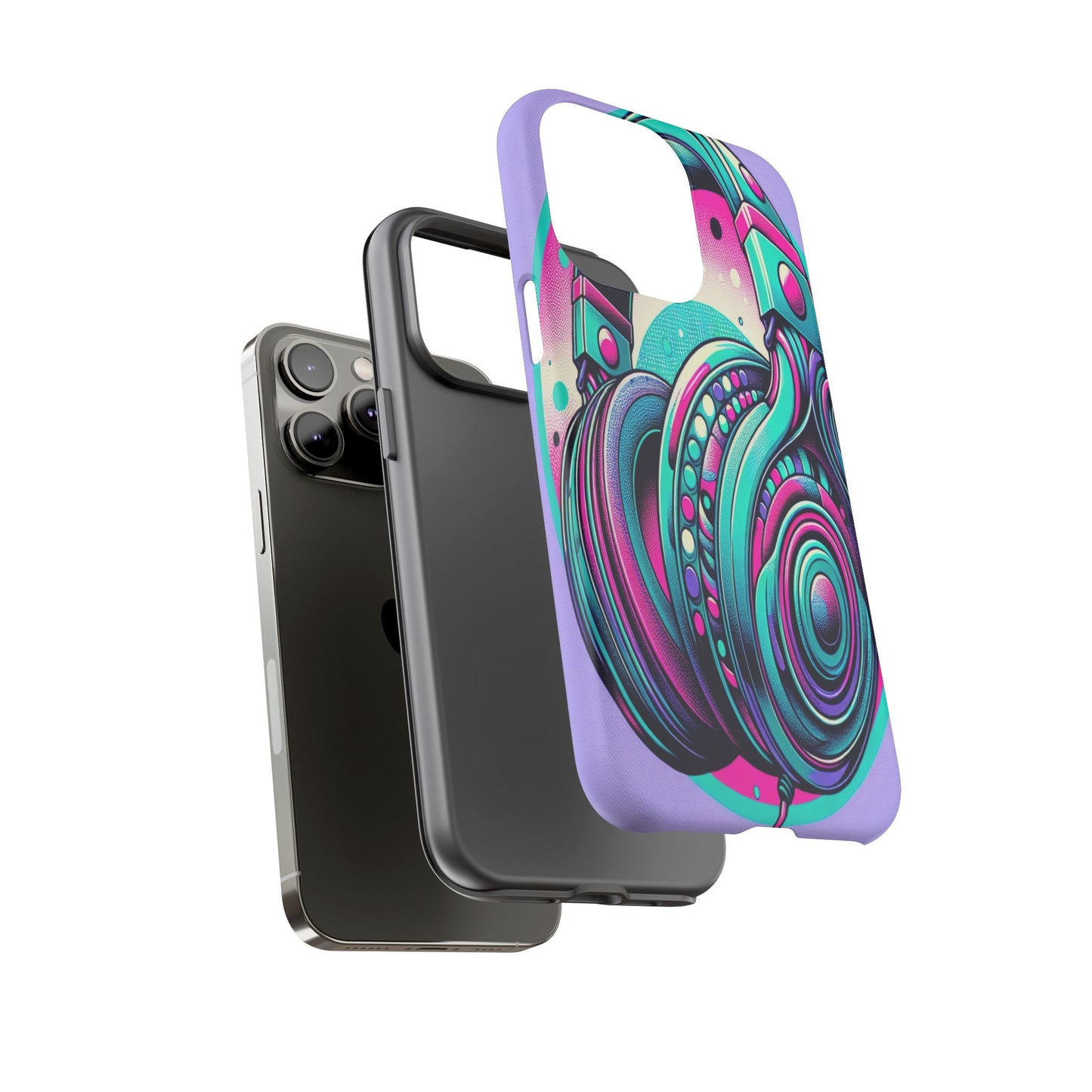 Custom ProtectiveHeadphone Vibes in Electric ColorsIphone Case Compatible With Iphone 16 15 14 - Phone Cover