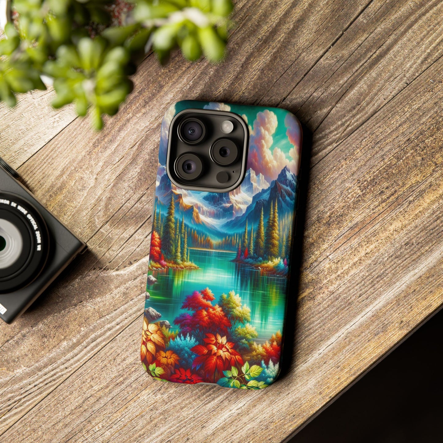 Colorful Mountain Lake Scene - Phone Case