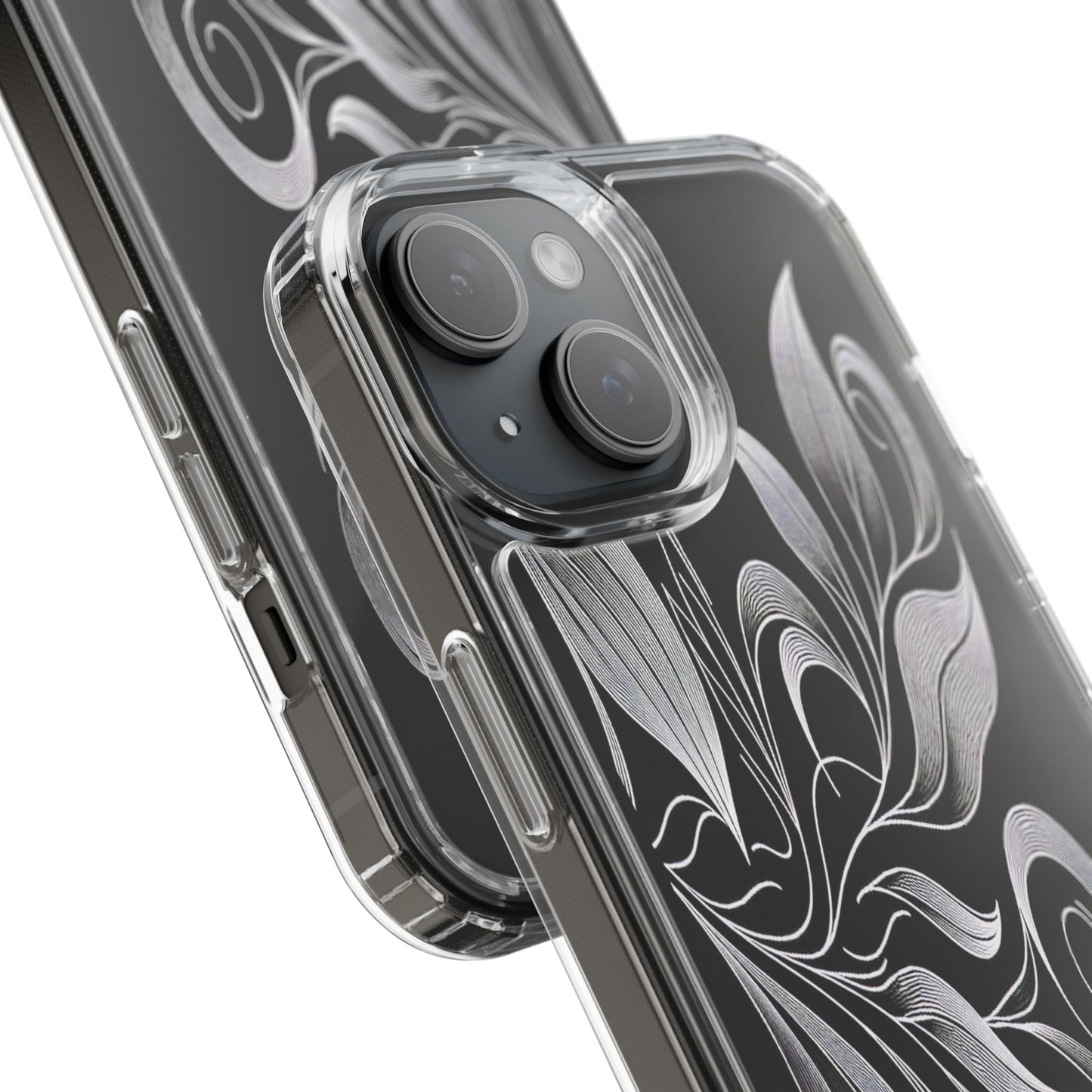 Transparent Nature's Embrace in Linework Iphone Case Compatible With Iphone 16 15 14 - Clear Phone Cover