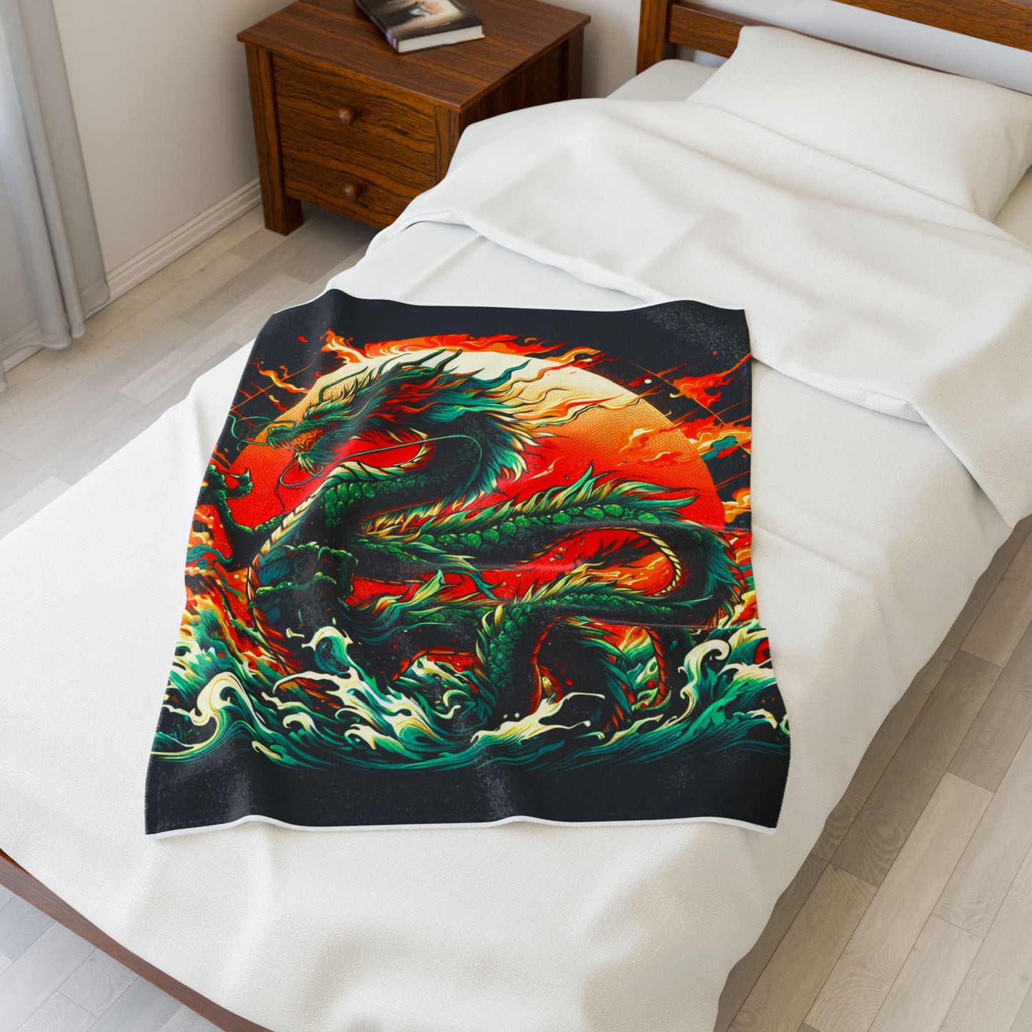 Dragon's Fiery Ascension - Plush Blanket