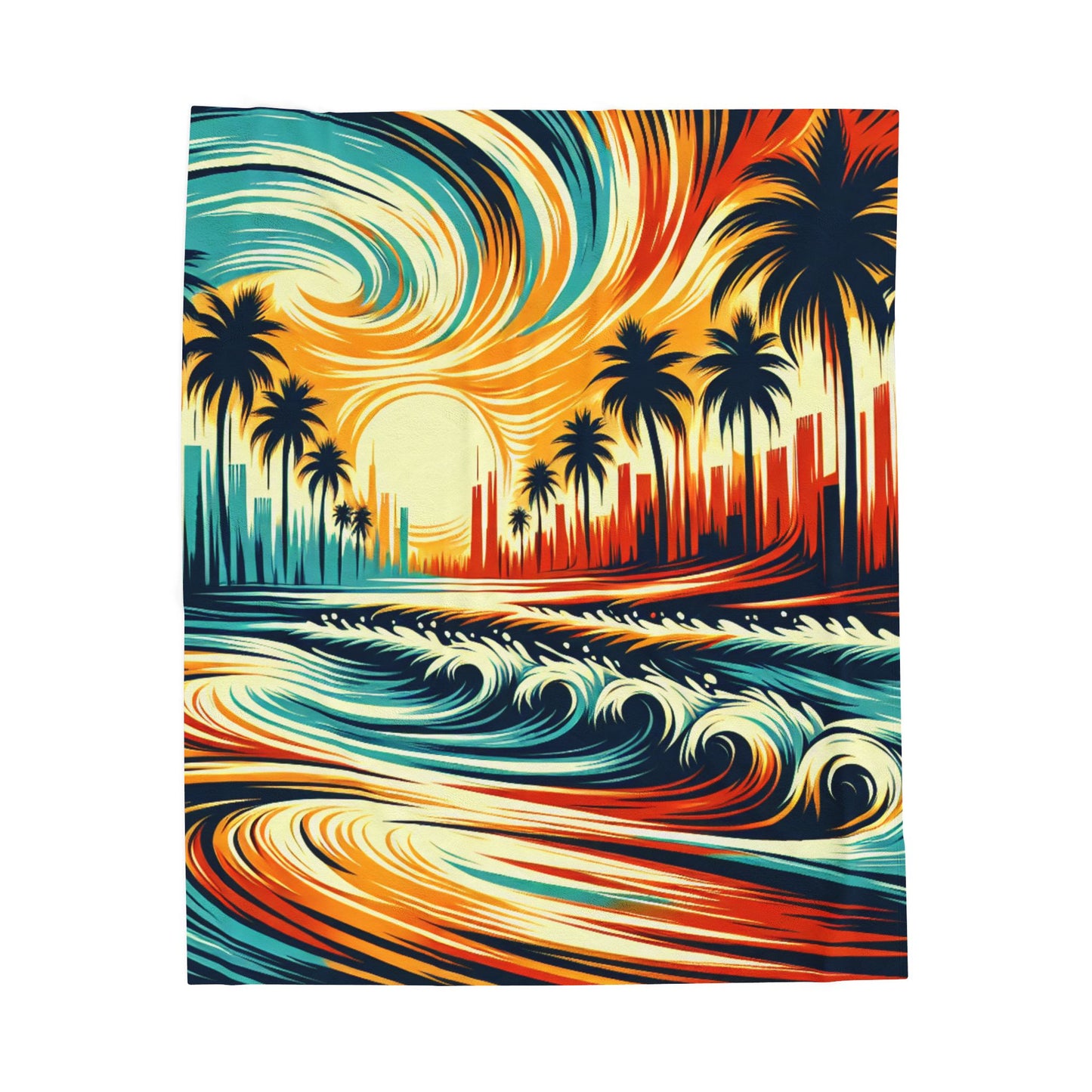 Palm Wave Illusion - Plush Blanket