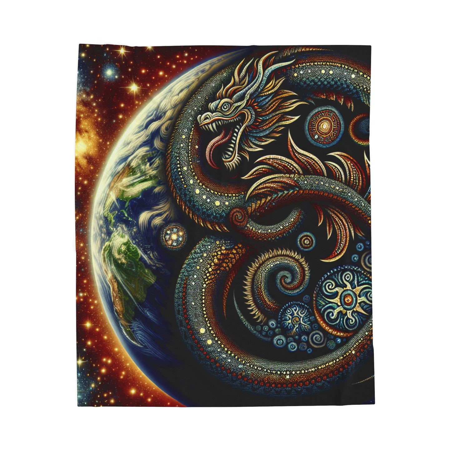 Stellar Dragon's Embrace - Plush Blanket