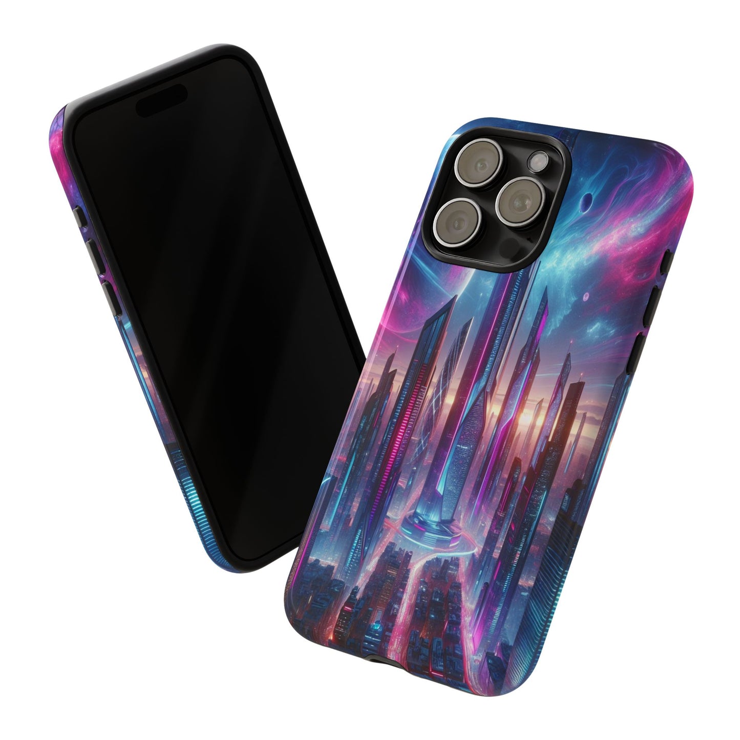 Custom ProtectiveFuturistic Cityscape with Celestial BackdropIphone Case Compatible With Iphone 16 15 14 - Phone Cover