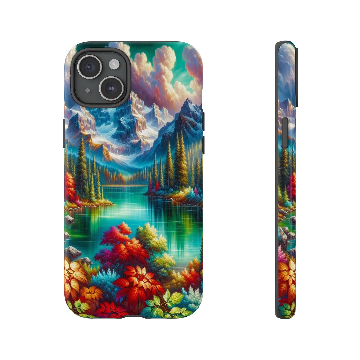 Colorful Mountain Lake Scene - Phone Case